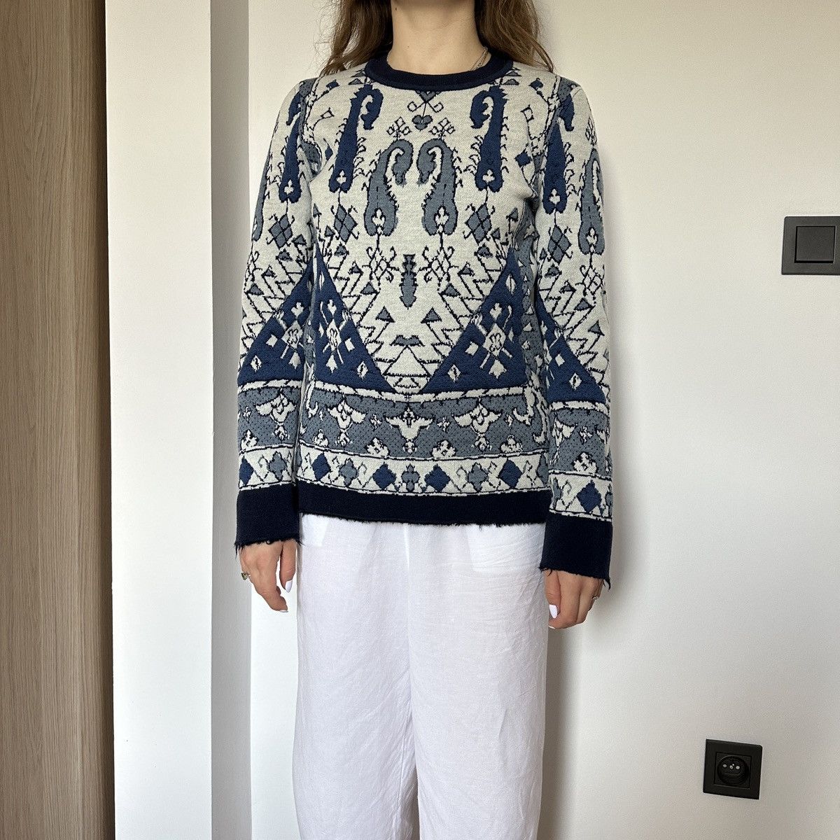 Tory Burch Tory Burch Tapestry Jacquard Sweater Knitwear M Damask Wool Size M / US 6-8 / IT 42-44 - 1 Thumbnail