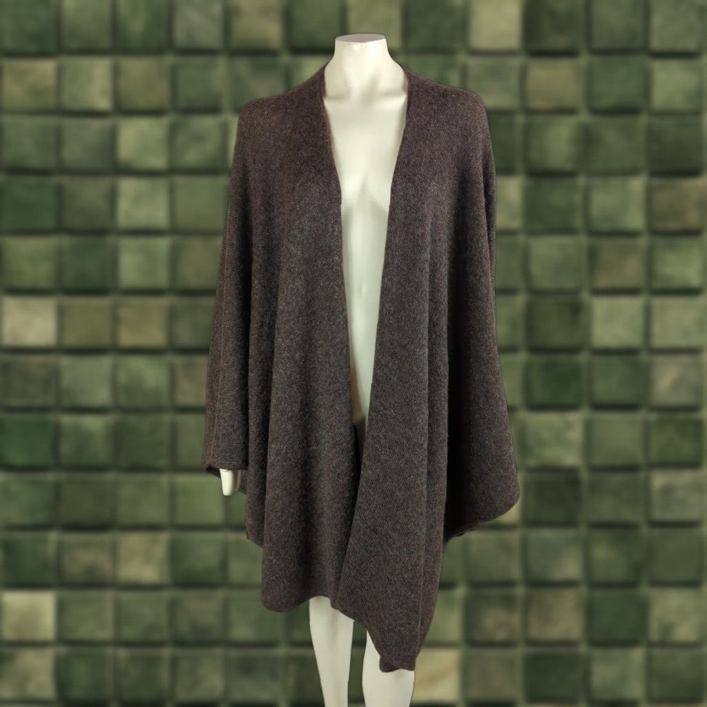 Vintage NOVICA Brown Cape Poncho Alpaca Blend One Size Women Sleeveless Open Neck Open-Front Capelet Casual Travel Business Size ONE SIZE - 1 Thumbnail