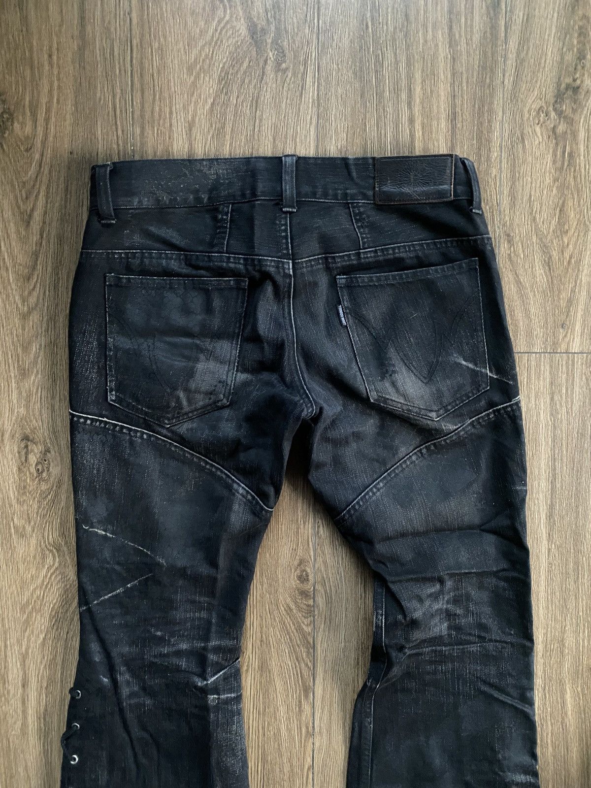 Tornado Mart Tornado Mart Wax SnakeSkin Laced Up Flared Jeans Size US 30 / EU 46 - 4 Thumbnail