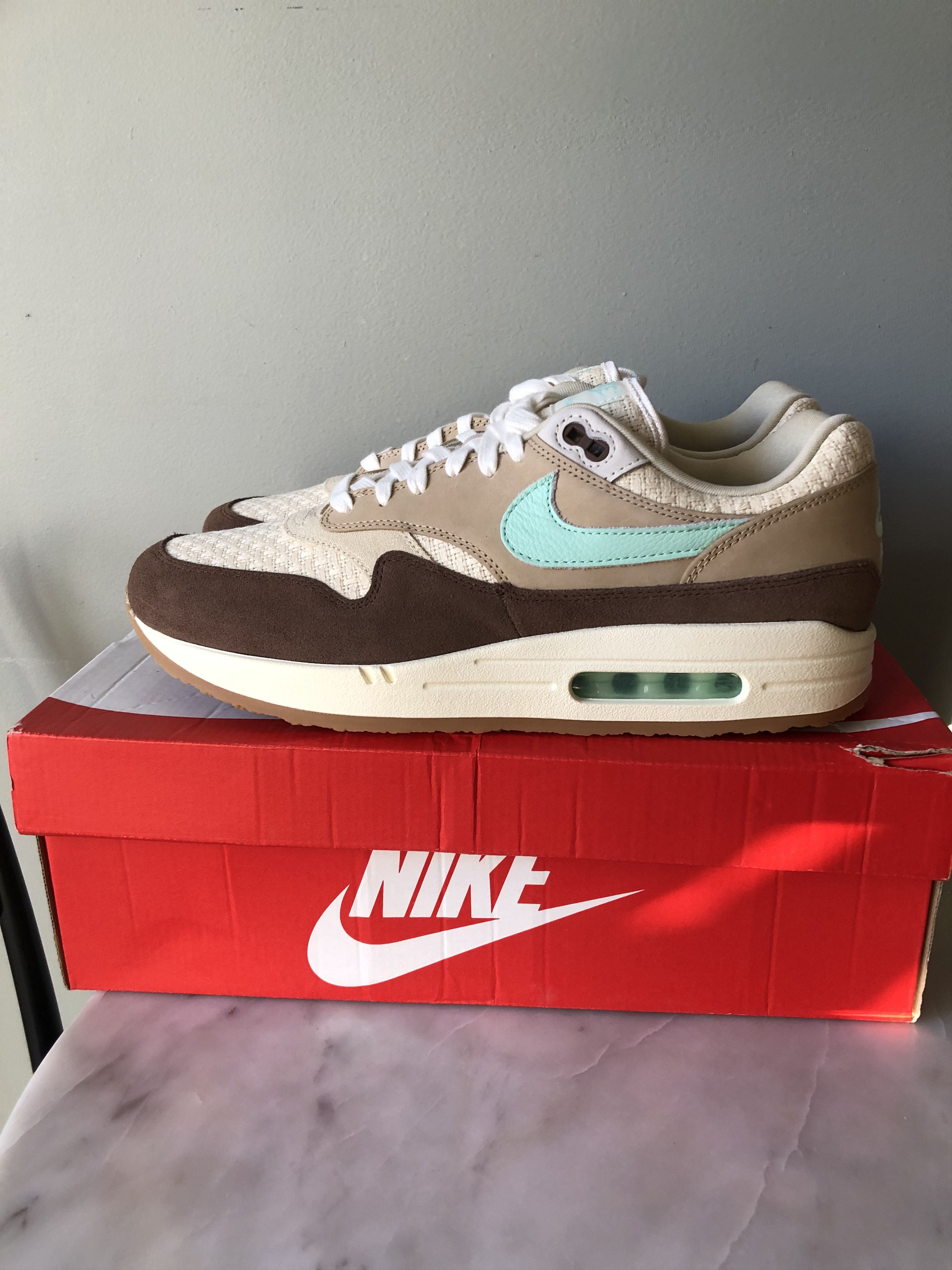 Nike Nike Air Max 1 Crepe Hemp Mint Brown Mens Brand New DS sz 12 Size US 12 / EU 45 - 1 Thumbnail