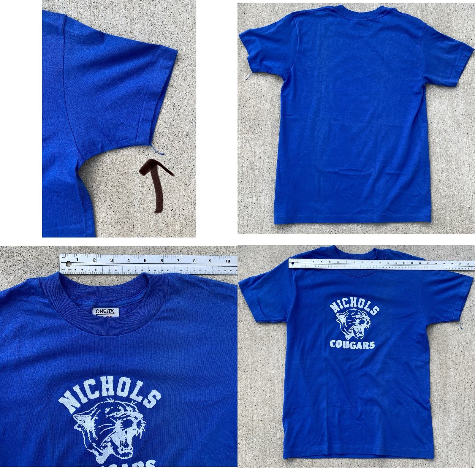 Vintage VINTAGE Oneita Nichols Cougars T-Shirt Graphic Print Blue 50/50 Male Adult M Short Sleeve Crew Neck 1980s 1990s Animals School Mens Size US M / EU 48-50 / 2 - 10 Thumbnail