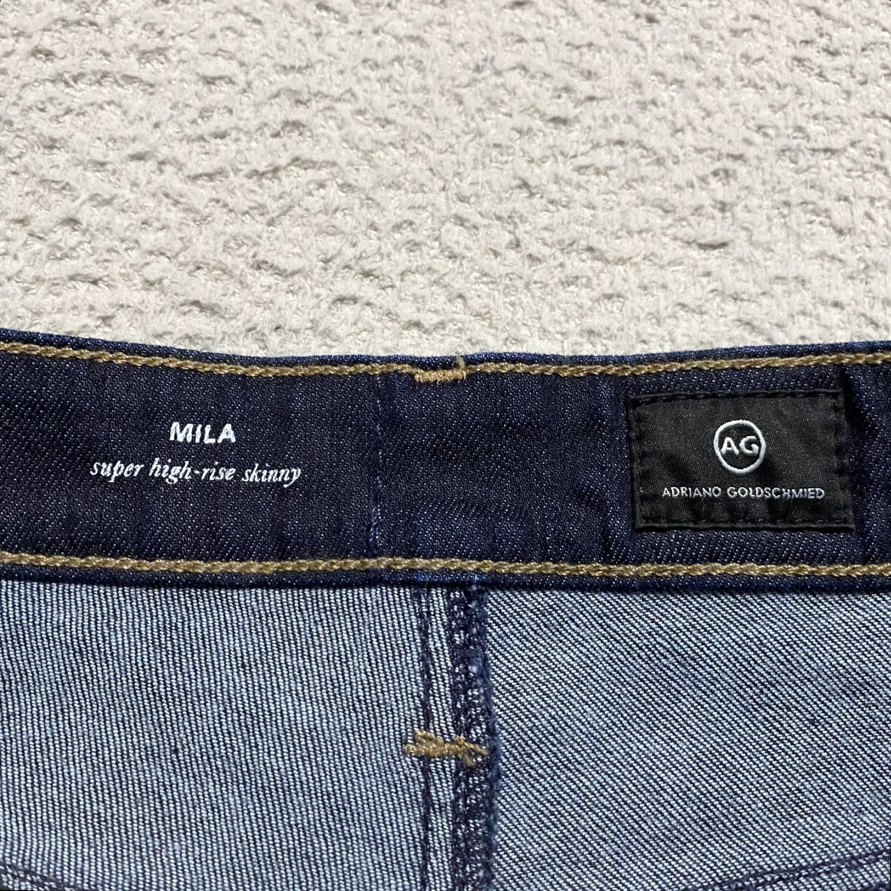 Vintage AG Adriano Goldschmied Jeans Womens 28 Blue Denim Mila Super High Rise Skinny Jeans" Size 27" / US 4 / IT 40 - 3 Thumbnail