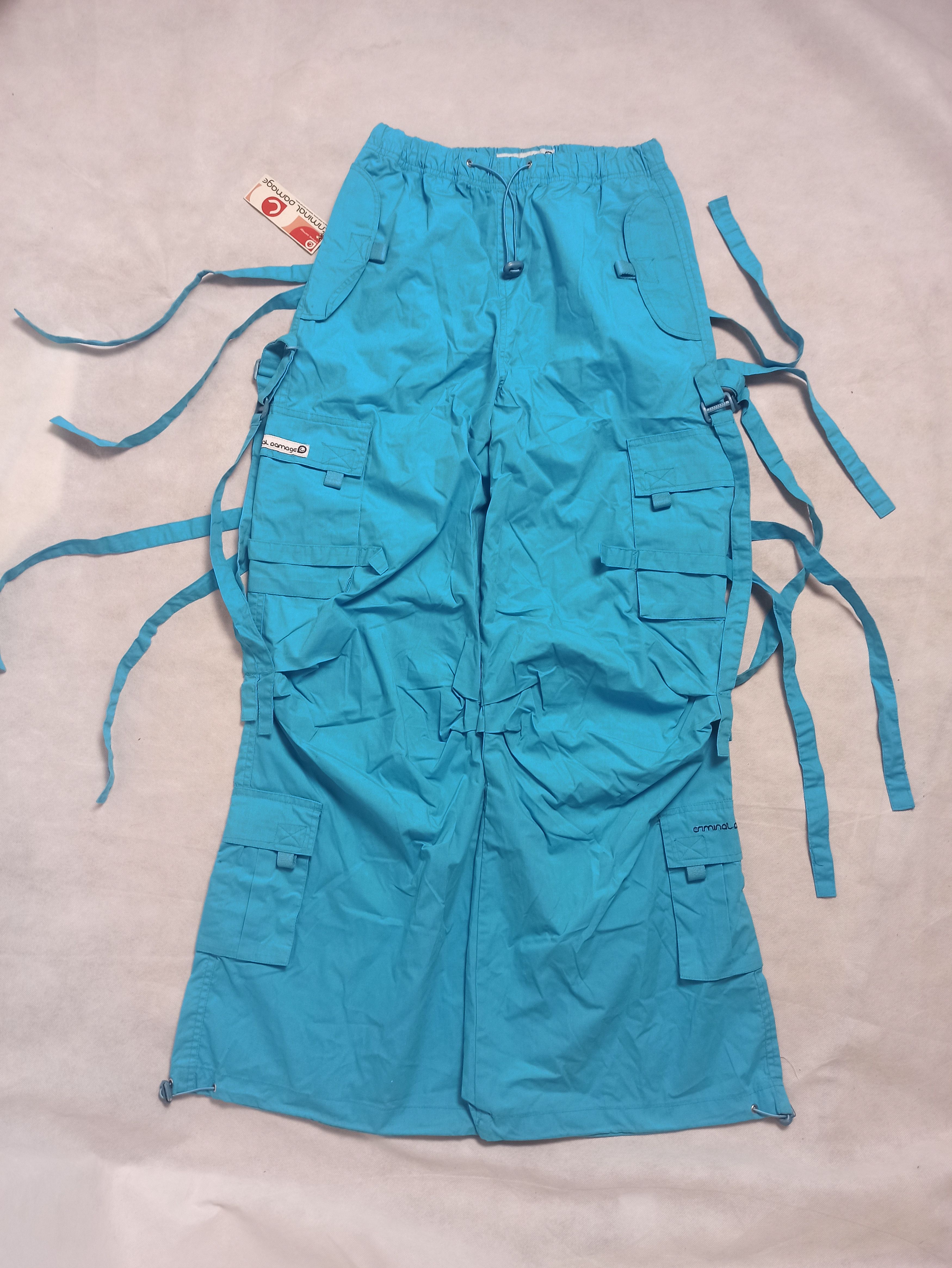 image of Avant Garde x Criminal Damage NWT Y2K Vintage Multipocket Parachute Bondage Pants in Blue (Size 30)