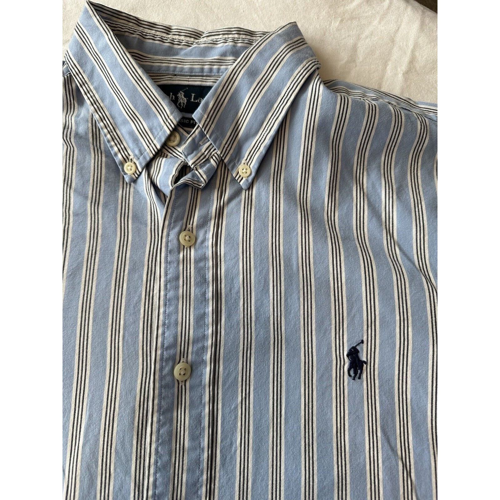 Ralph Lauren Ralph Lauren Classic Button Large Blue White Stripe w/Pony Size US L / EU 52-54 / 3 - 4 Thumbnail