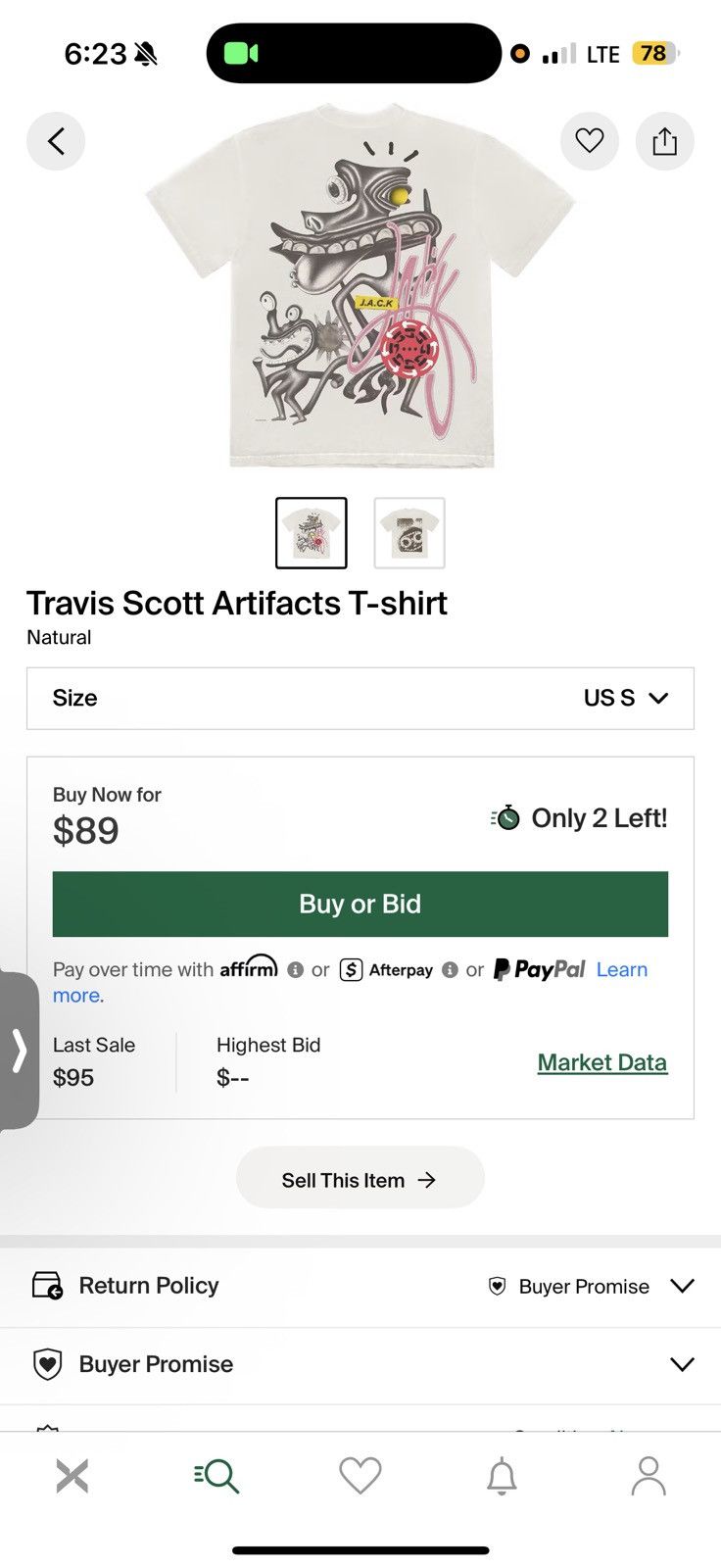 Travis Scott Travis scott Artifacts Tee Size US S / EU 44-46 / 1 - 4 Thumbnail