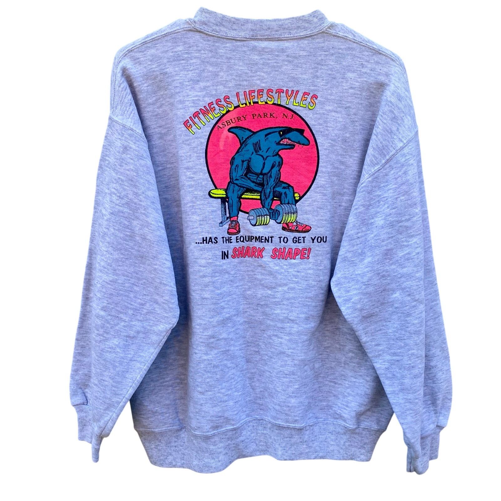 Vintage Muscle Beach Gym Shark Sweatshirt New Jersey Large 21x25 Size US L / EU 52-54 / 3 - 2 Thumbnail