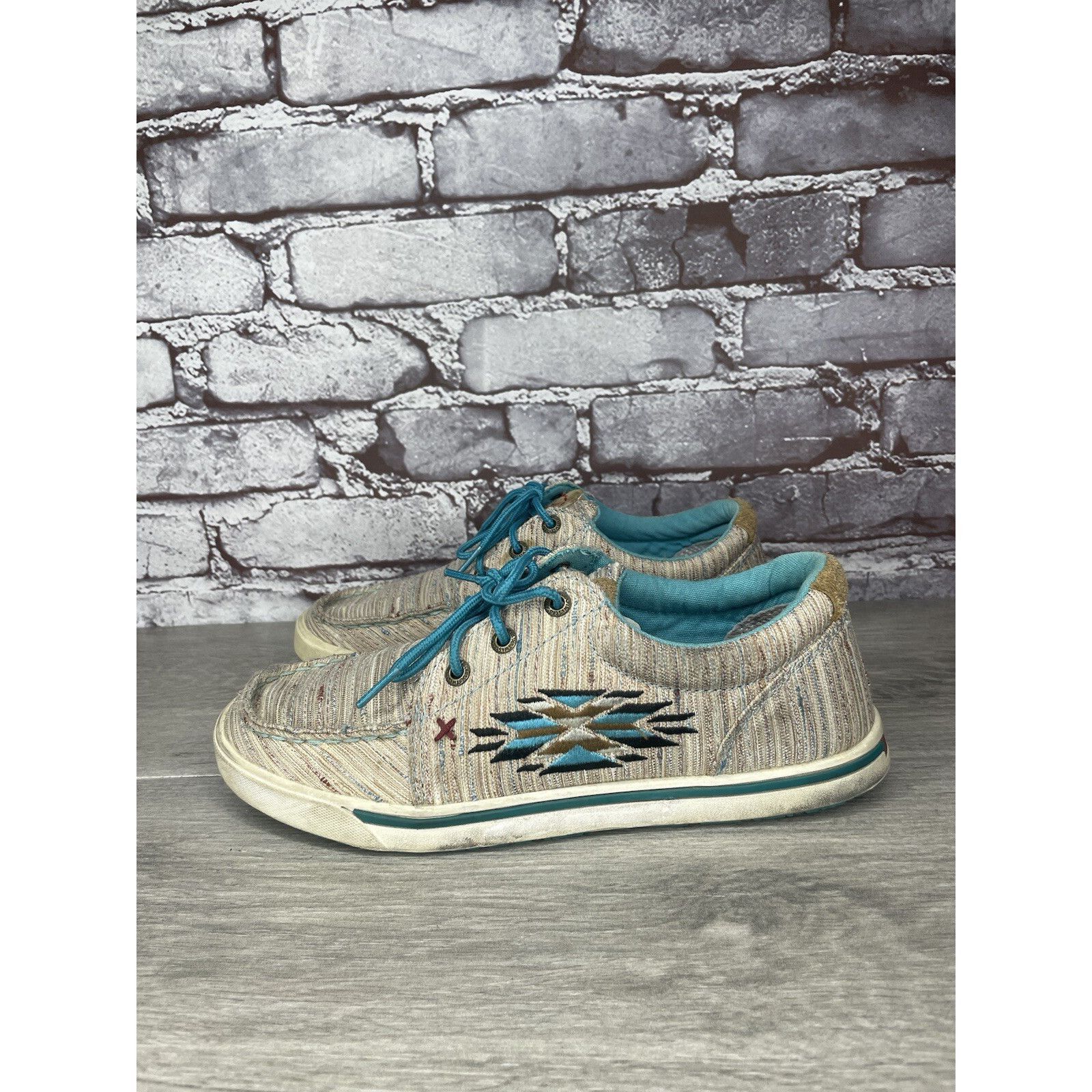 Other Hooey Loper By Twisted X Tan Fabric Western Blue Lace Shoes Size US 6.5 / IT 36.5 - 1 Thumbnail