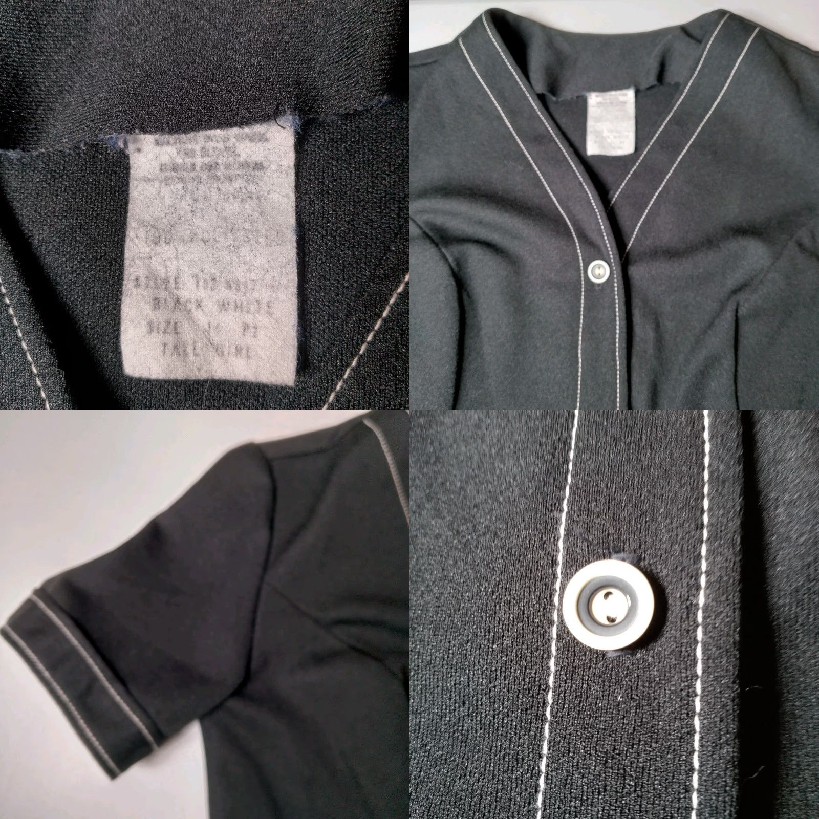 Vintage VINTAGE Smock Shirt XL Tall Black Polyester V neck Short Sleeve Button-Up 14 Tall Womens Work Shirt Casual Workwear Size XL / US 12-14 / IT 48-50 - 8 Thumbnail