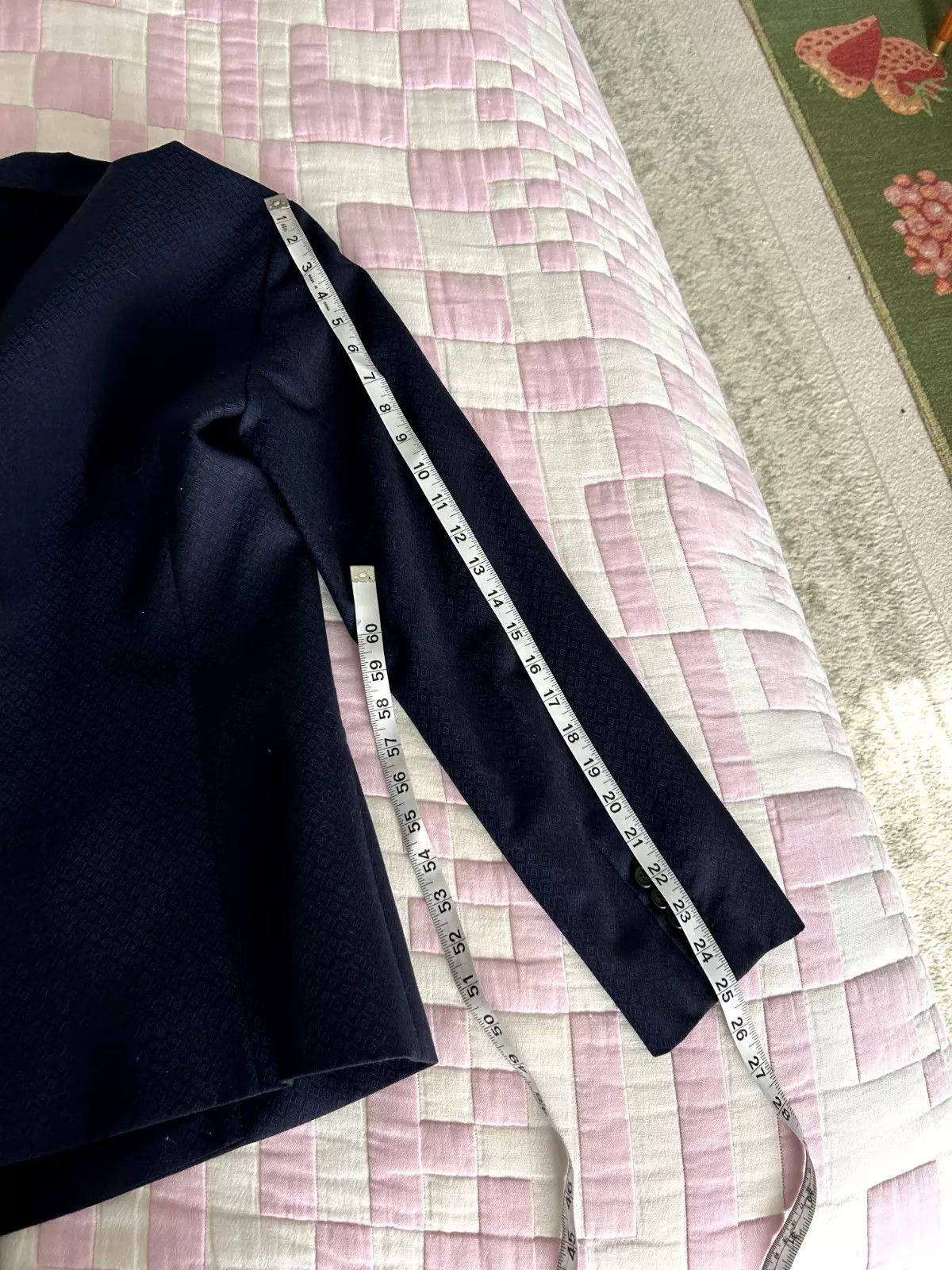 Barneys New York Double Breasted Blue Patterned Blazer Jacket Size M / US 6-8 / IT 42-44 - 7 Thumbnail