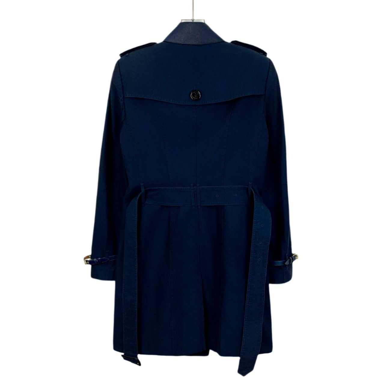 Burberry Burberry Deep Blue Cotton Double-Breasted Trench Coat W/ Lea Size M / US 6-8 / IT 42-44 - 7 Thumbnail