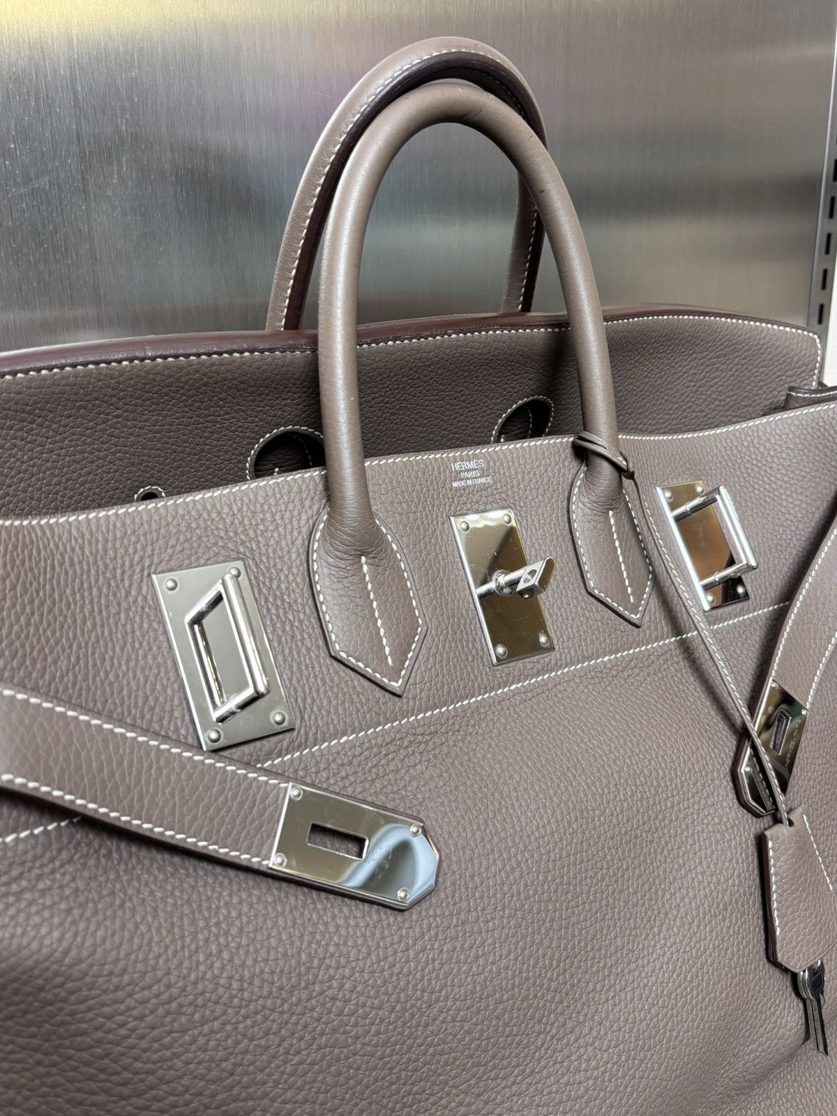 Hermes Hermes HAC 50 Etoupe Togo Leather Palladium HW Size ONE SIZE - 6 Thumbnail