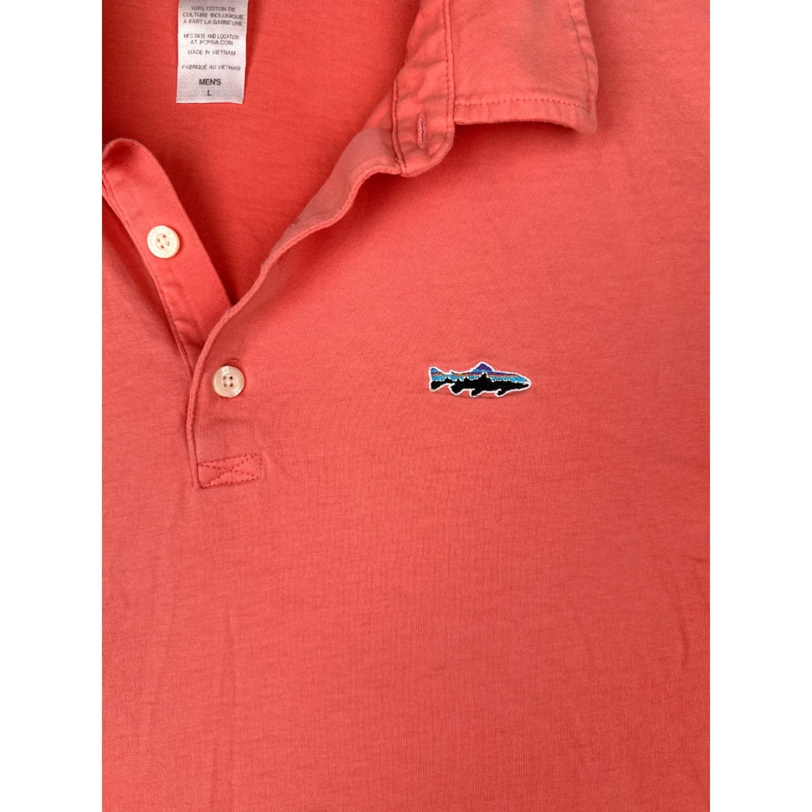 Patagonia Patagonia Polo Shirt Men Large Orange 100% Cotton Short Sleeve Trout Logo Polo Shirt Mens Large Orange Size US L / EU 52-54 / 3 - 6 Thumbnail