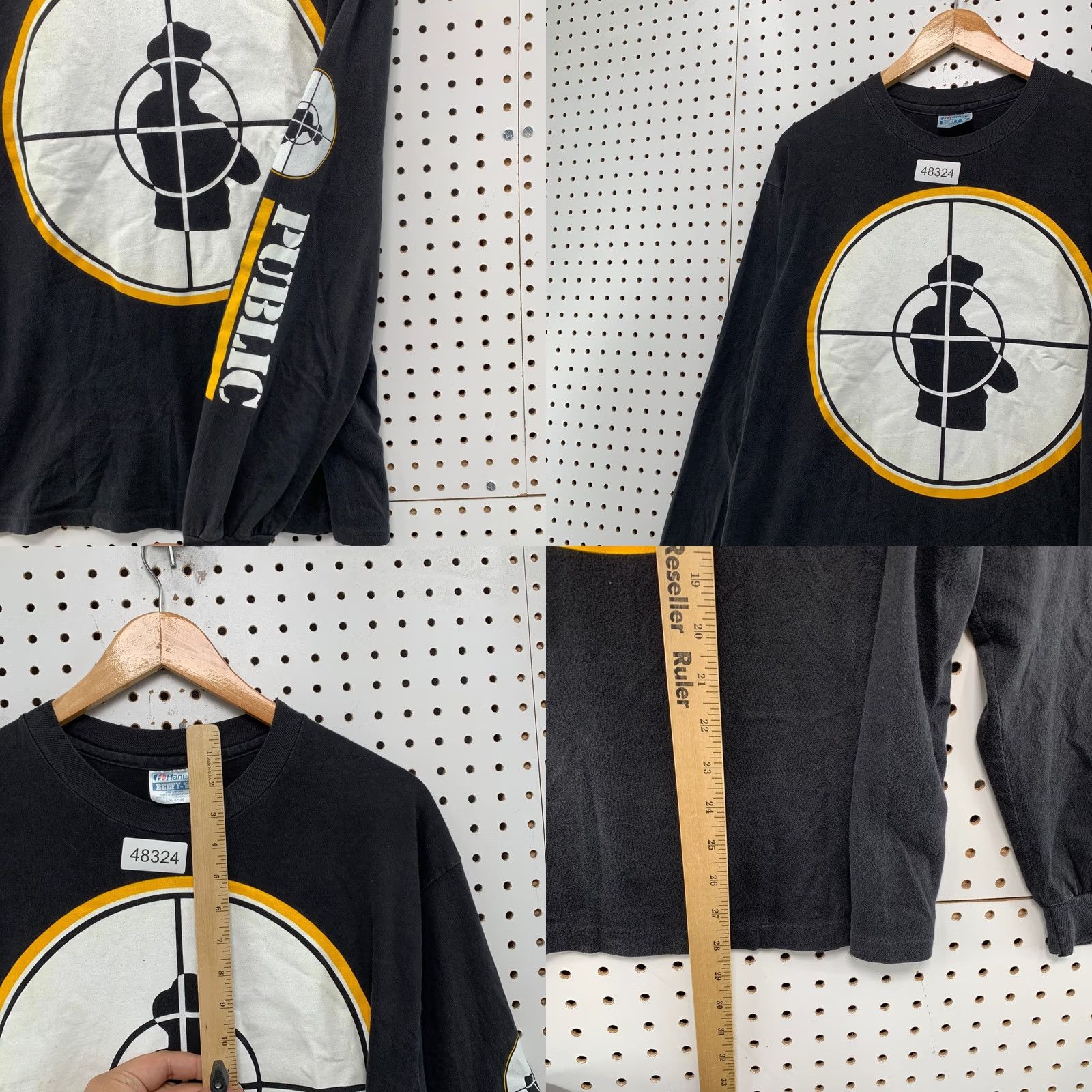 Hanes VINTAGE Public Enemy Long Sleeve T Shirt Mens L Hanes Beefy-T Black 90s Hip Hop Retro Graphic Logo Tee Size US L / EU 52-54 / 3 - 8 Thumbnail