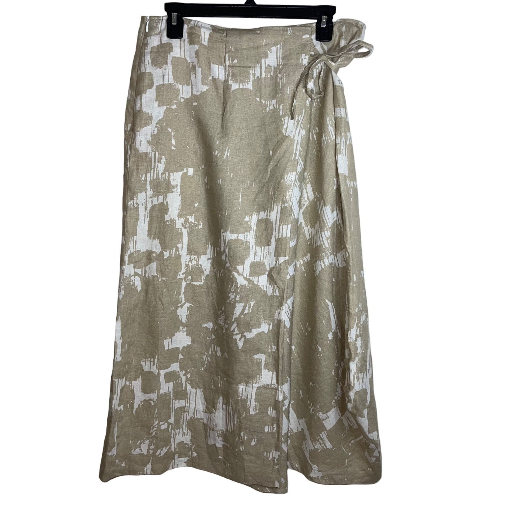 image of Oska Womens Skirt Size 2 Tan Faux Wrap Tie Dye Maxi Zip