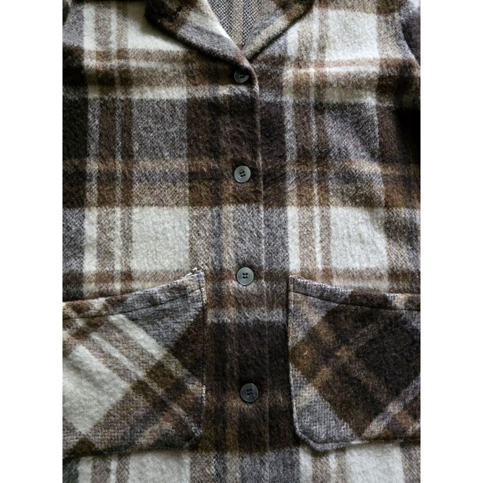 Vintage VINTAGE Canadian Lumber Jac Jacket Womens Medium Plaid Wool Coat Pockets 1970s Brown Size M / US 6-8 / IT 42-44 - 2 Thumbnail