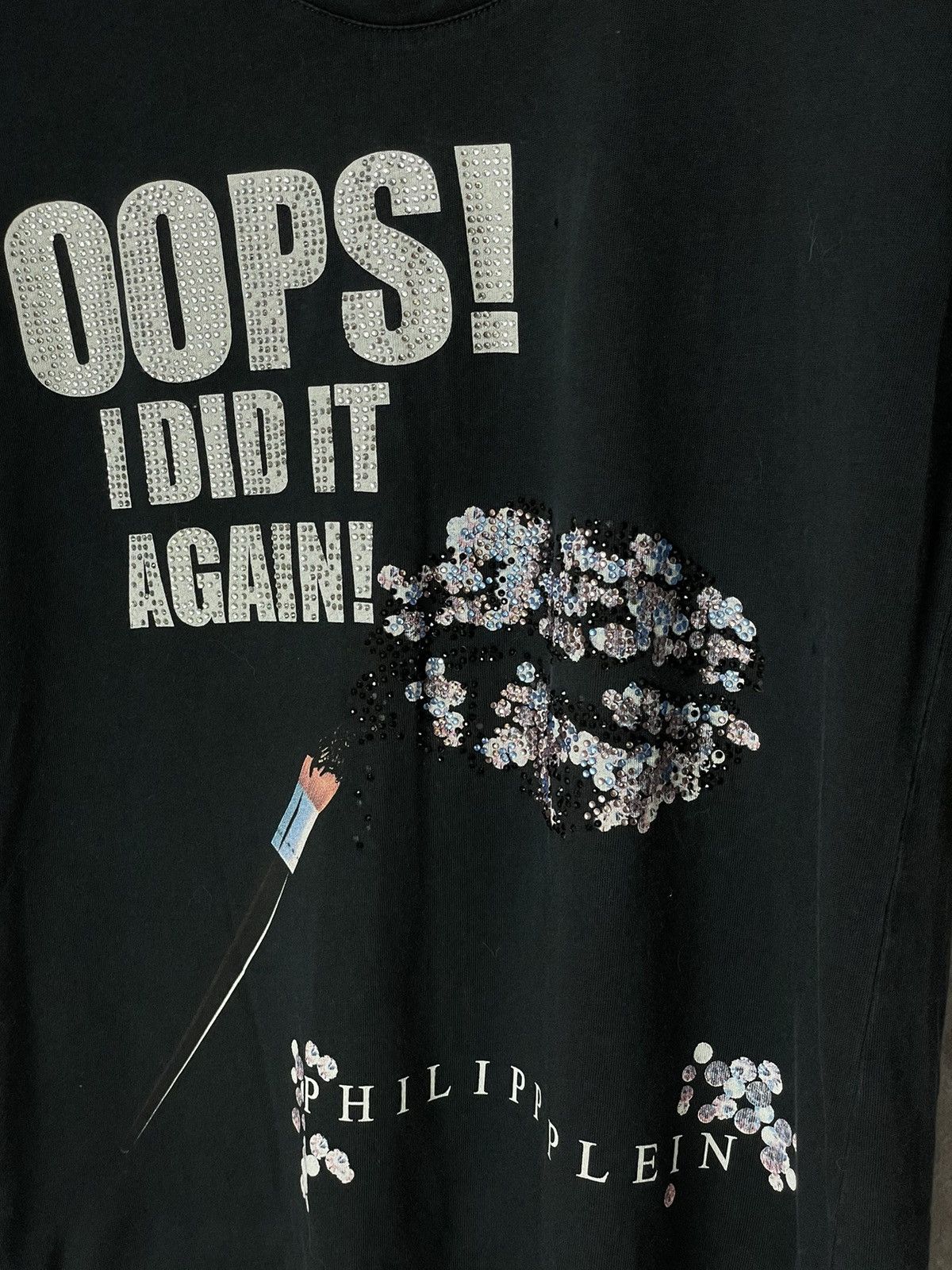 Philipp Plein Vintage Black Philipp Plein Tee Tank Top Crystals “oops” Size S / US 4 / IT 40 - 7 Thumbnail