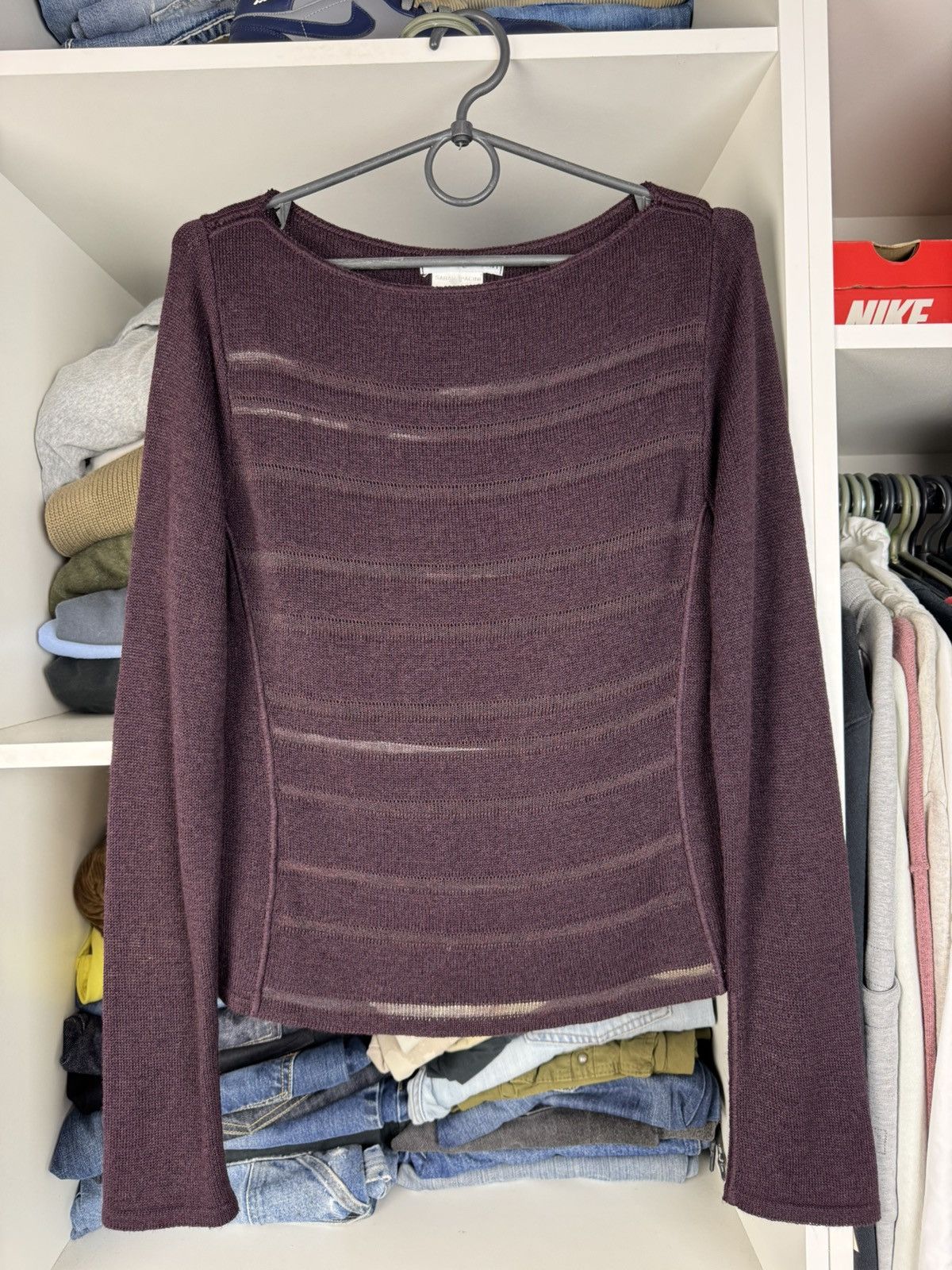 Sarah Pacini Sarah Pacini Italy Merino Wool Blend Striped Sweater Top OS Size ONE SIZE - 1 Thumbnail
