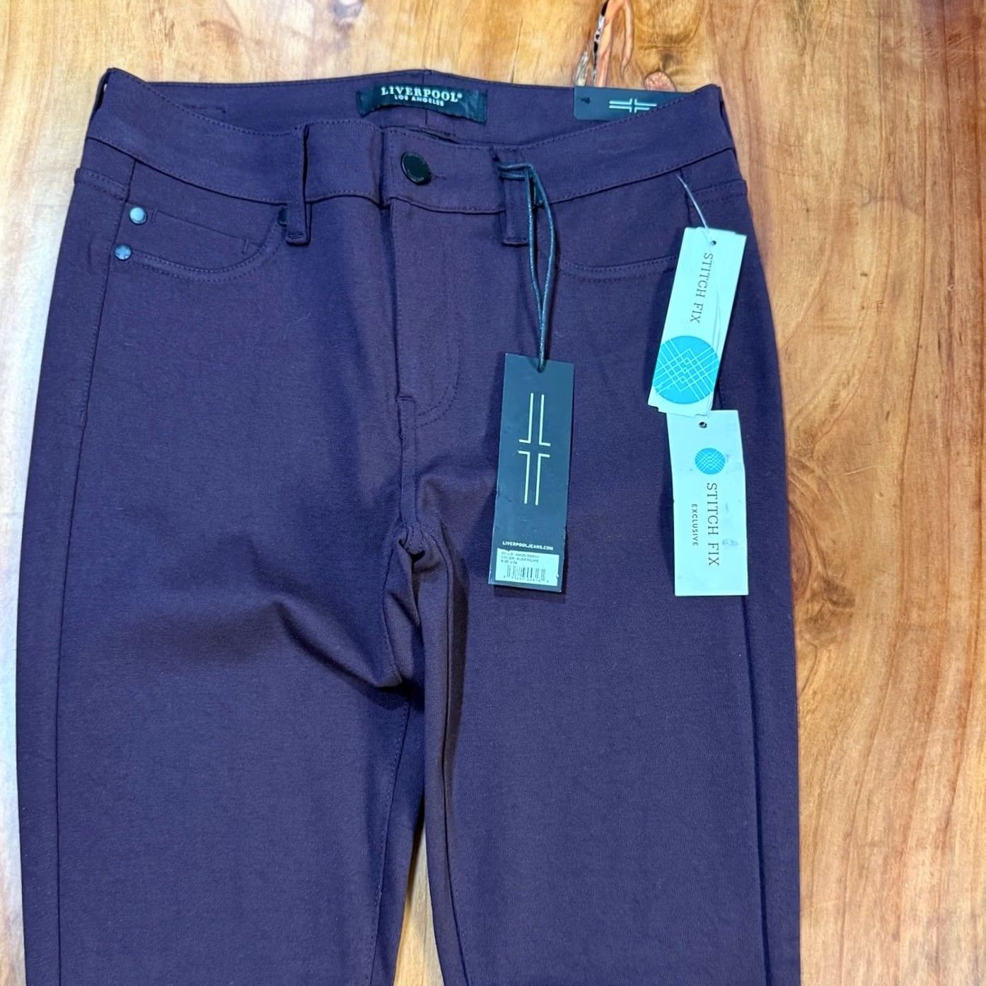 Vintage Liverpool Skinny Purple Knit Stretch Slim Fit Pants for Women 2 - Womens Size 28" / US 6 / IT 42 - 3 Thumbnail