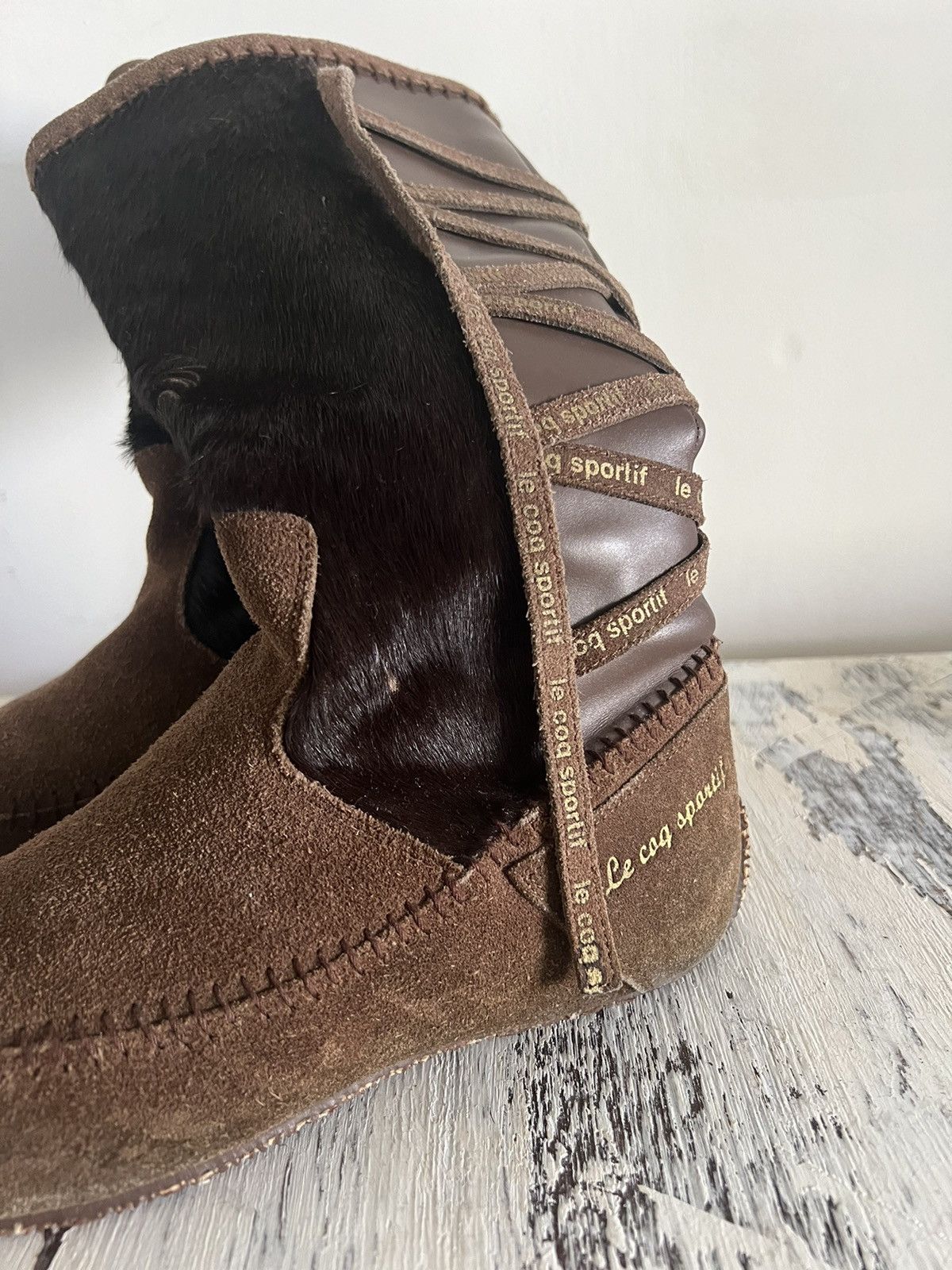 Le Coq Sportif × Vintage Le Coq Sportif vintage suede fur hi top sneakers Size US 7 / IT 37 - 3 Thumbnail