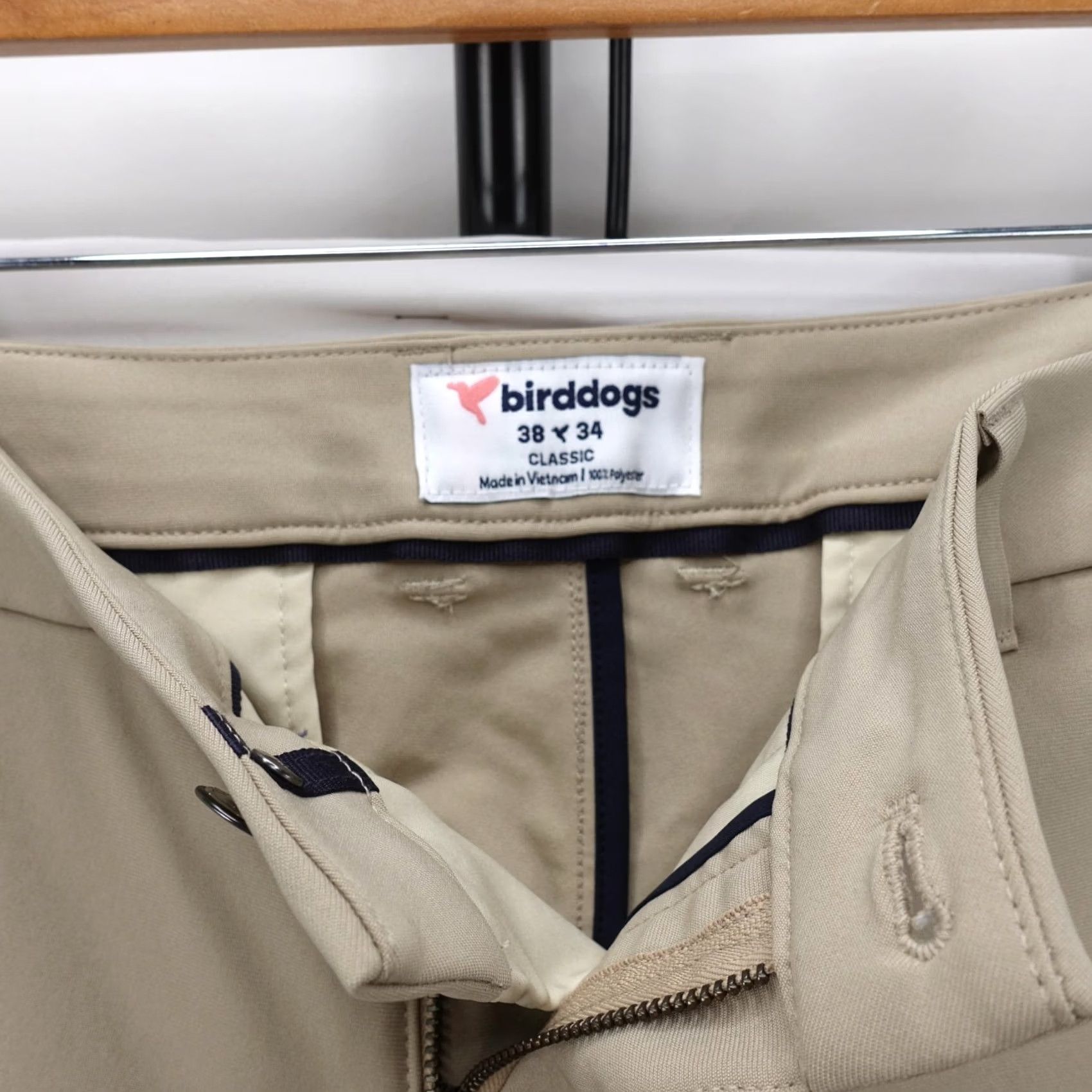 Vintage Birddogs Pants Mens 38x31.5 Khaki Tan Stretch Tapered Performance Zip Chino Regular 5-Pocket Size US 38 / EU 54 - 4 Thumbnail