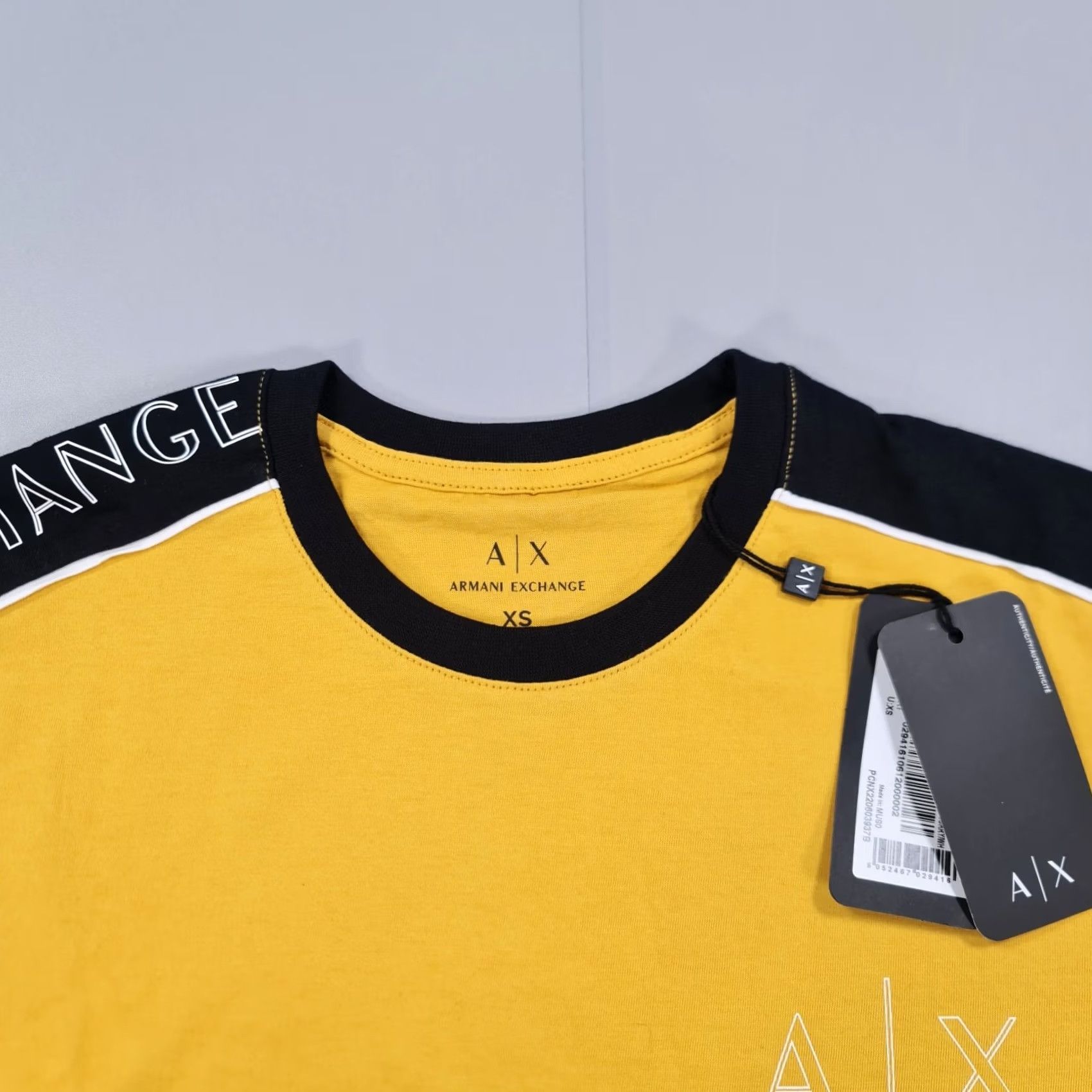 Armani Exchange Armani Exchange Mens T Shirt Colourblock XS Yellow Black Short Sleeve Crew Neck Cotton Tee Jersey Logo Modern City 90s? Size US XS / EU 42 / 0 - 2 Thumbnail