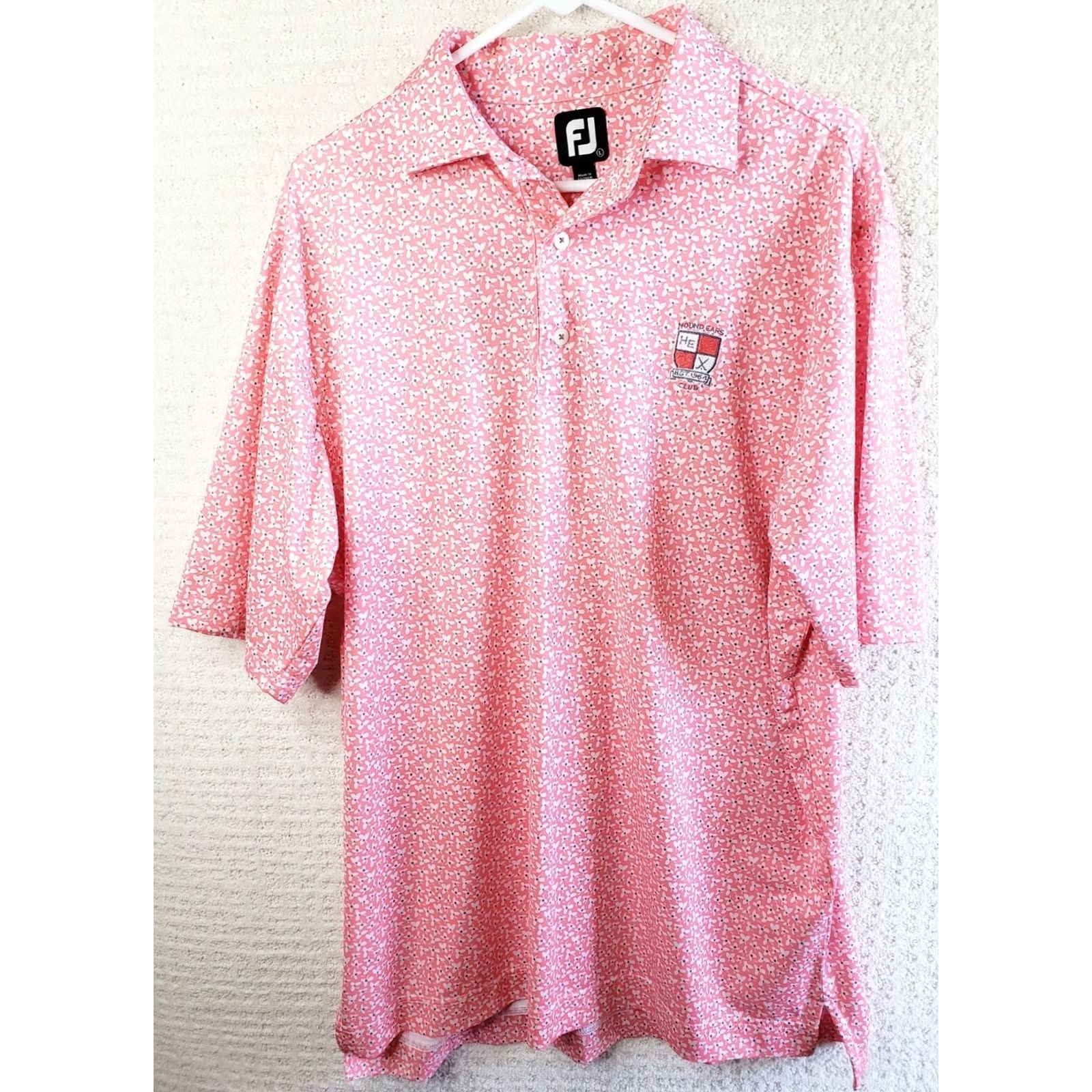 Footjoy FootJoy Polo Shirt Pink Floral All Over Men L Short Sleeve Golf Casual Logo 88% Polyester 12% Spandex Size US L / EU 52-54 / 3 - 2 Thumbnail