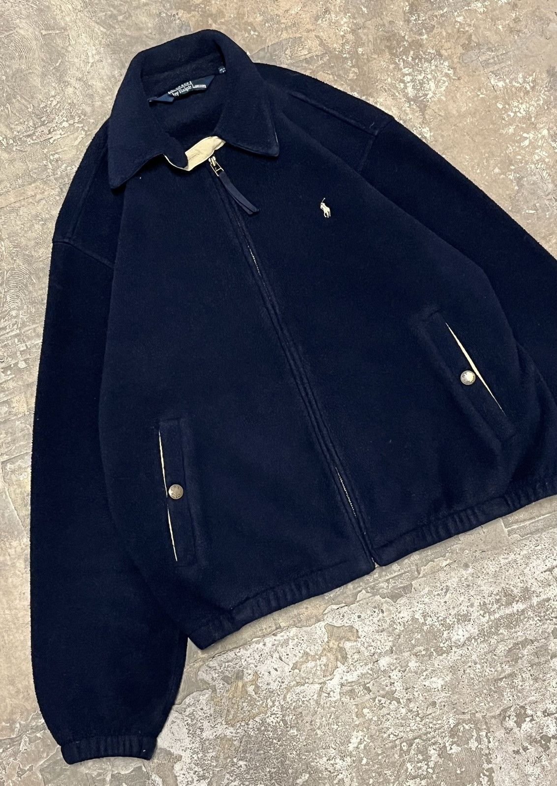 Polo Ralph Lauren vintage fleece navy and cream color
