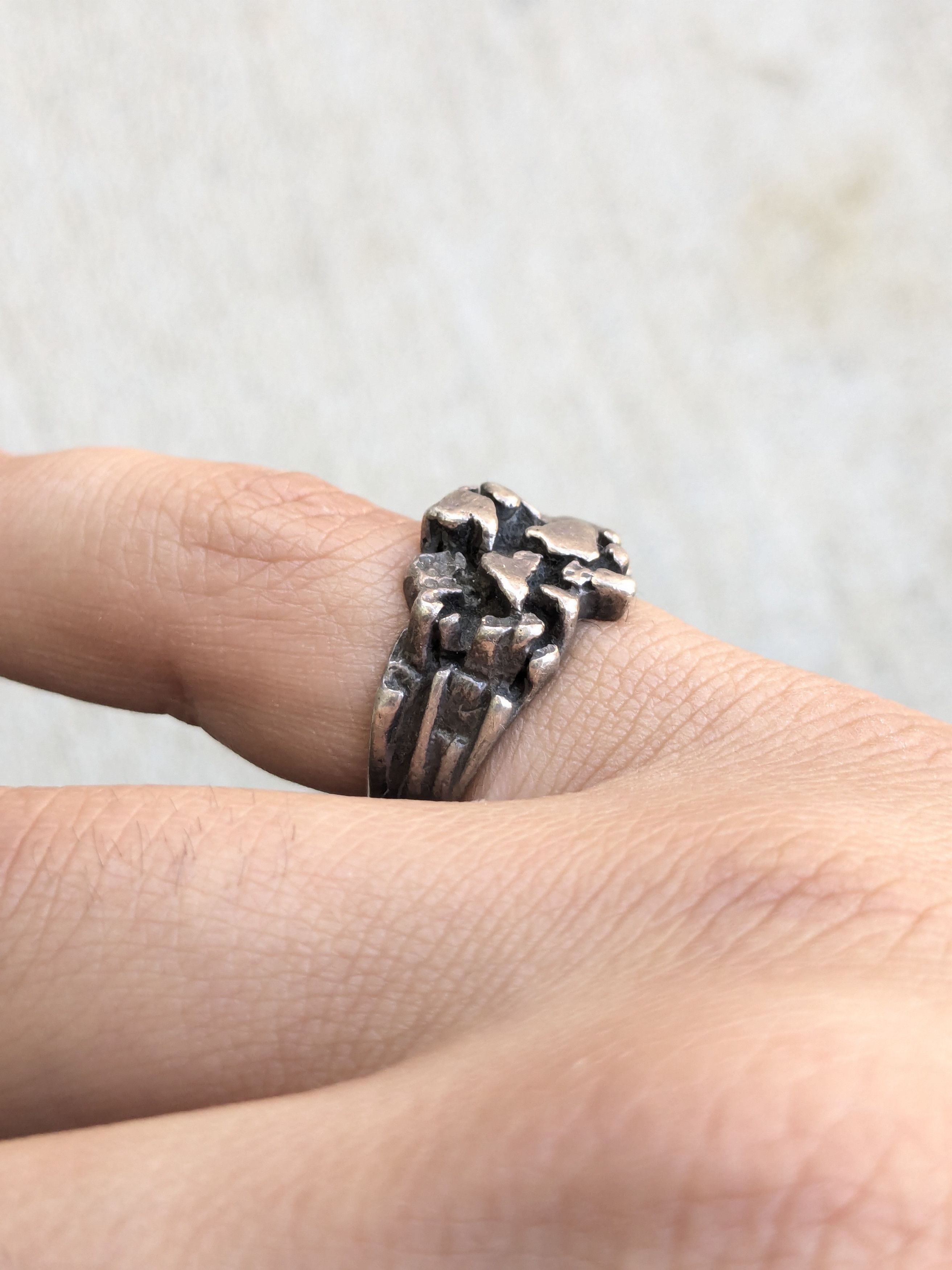 Jewelry Vintage Sterling Silver Ring Nugget 6.75 Modern Brutalist Size ONE SIZE - 9 Thumbnail
