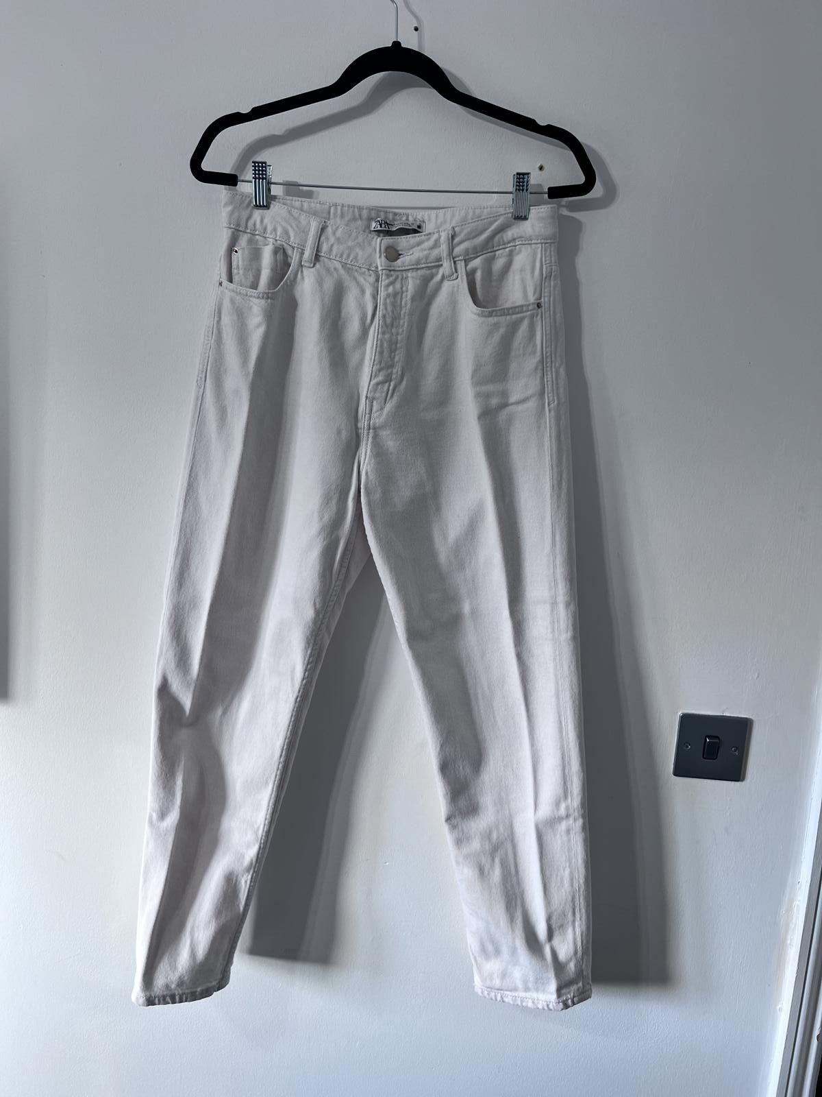 Zara Zara White High-Waisted Jeans – EUR 40 / UK 12 Size 30" / US 8 / IT 44 - 2 Thumbnail