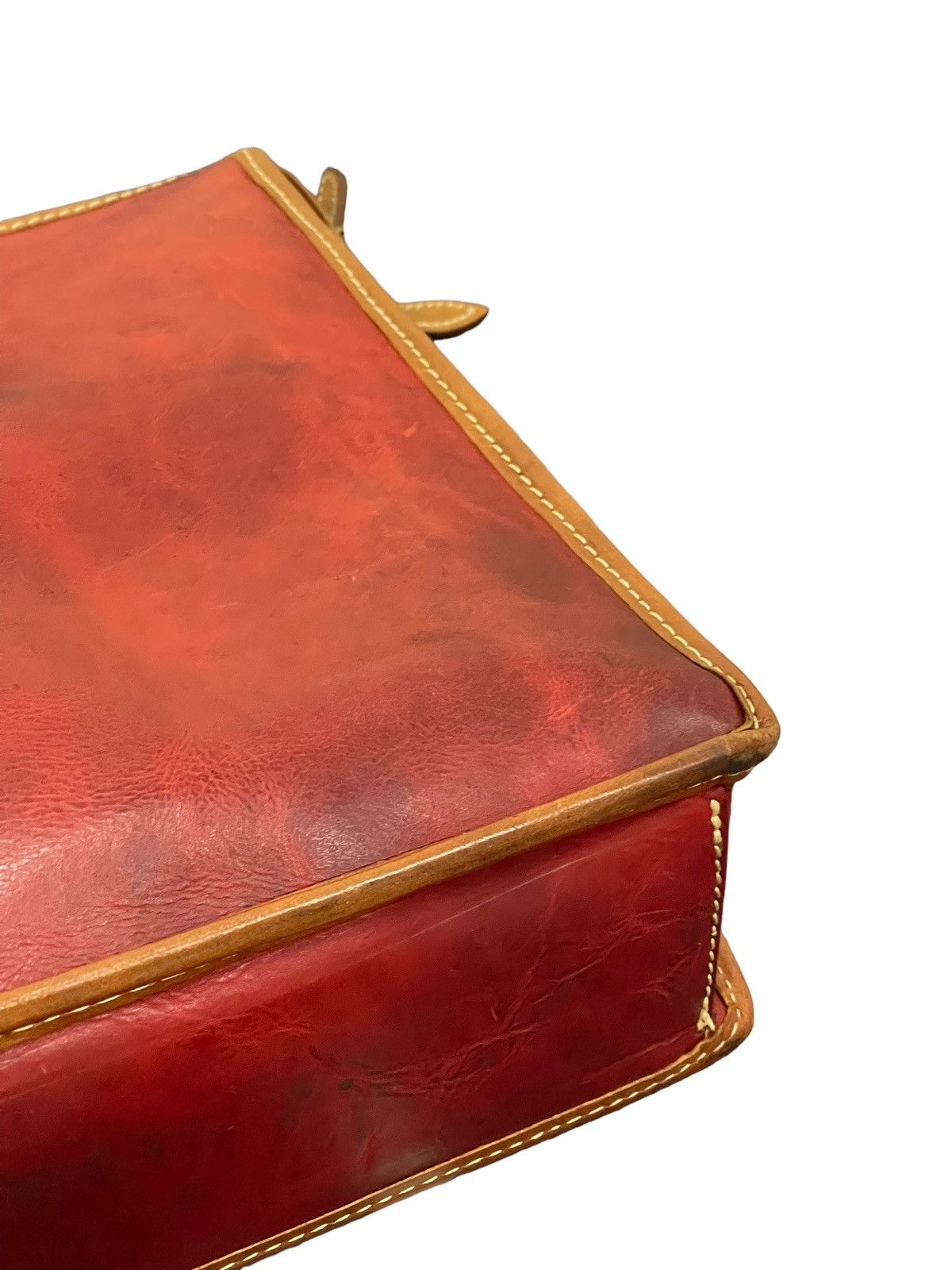 Japanese Brand Full Leather Patina Red Deux Moncx Artisan Made Hand Bag 4🟩 Size ONE SIZE - 7 Thumbnail