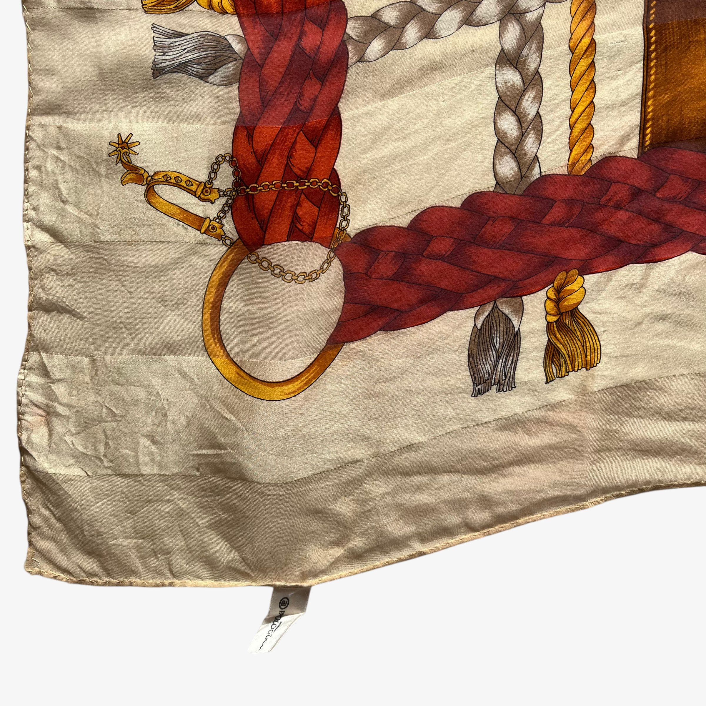 Paolo Gucci Vintage 80s Paolo Gucci Equestrian Buckle Print Silk Scarf Size ONE SIZE - 5 Thumbnail