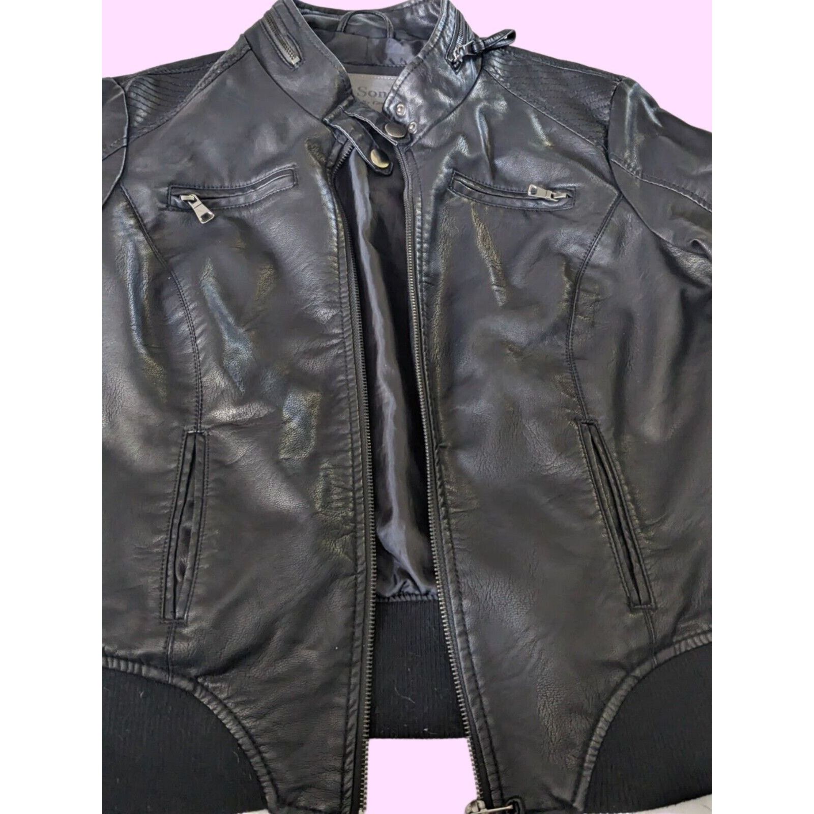Other Ci Sono Black Faux Leather Biker Size Junior Medium. Zipper Size M / US 6-8 / IT 42-44 - 6 Thumbnail