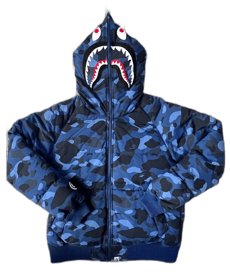 Bape Bape Blue Camouflage Shark Down Jacket Size US L / EU 52-54 / 3 - 1 Thumbnail