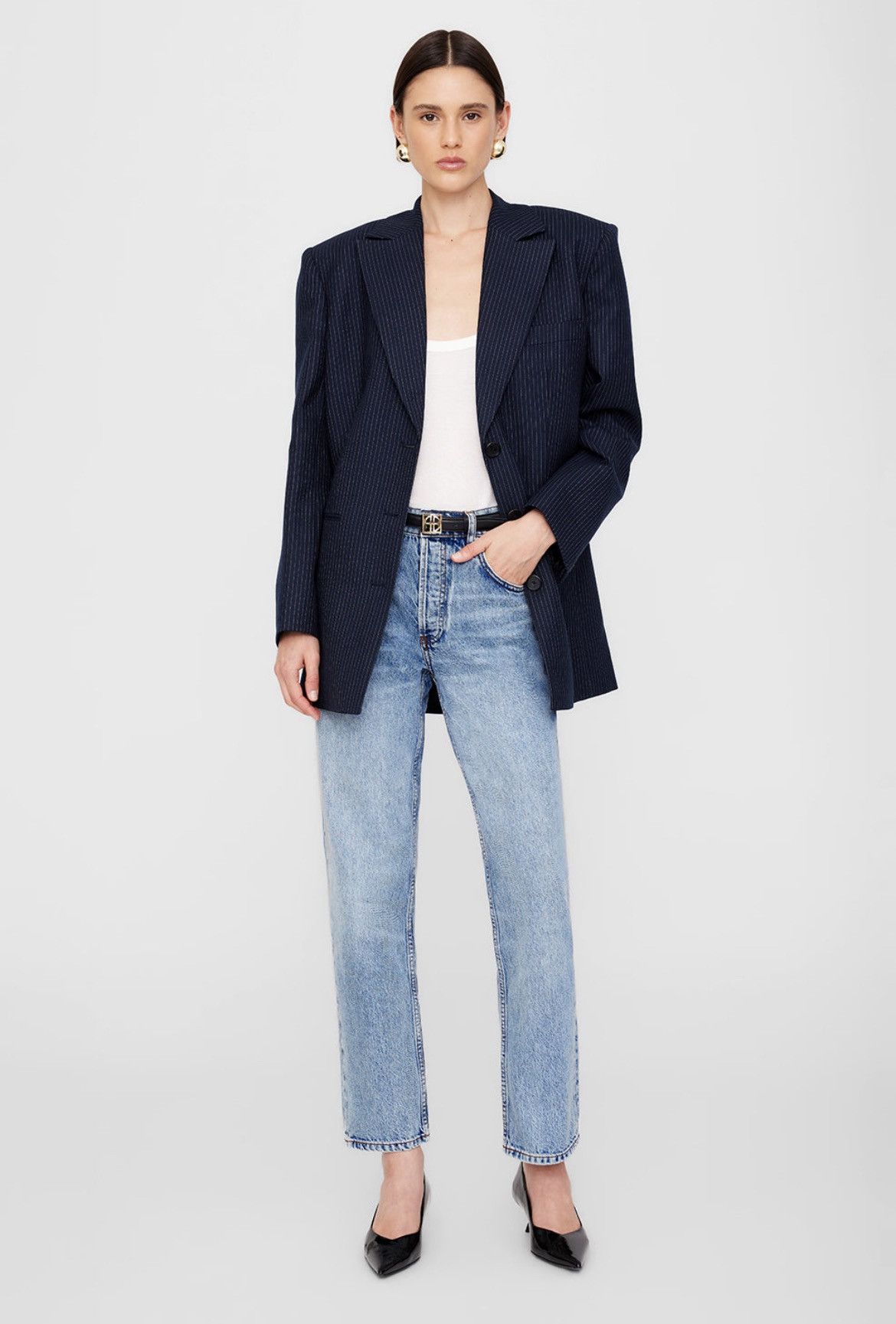 Anine Bing ANINE BING navy pinstripe blazer NWT Size XS / US 0-2 / IT 36-38 - 1 Thumbnail