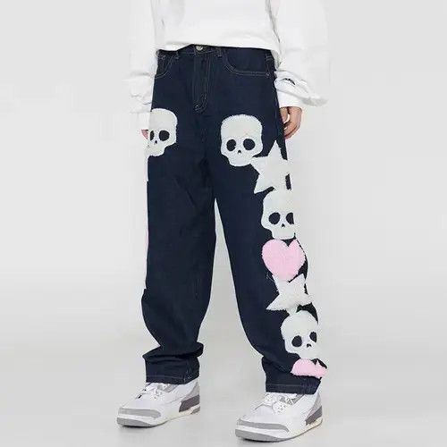 Jean Skull and Stars Embroidery Jeans Size US 34 / EU 50 - 3 Thumbnail