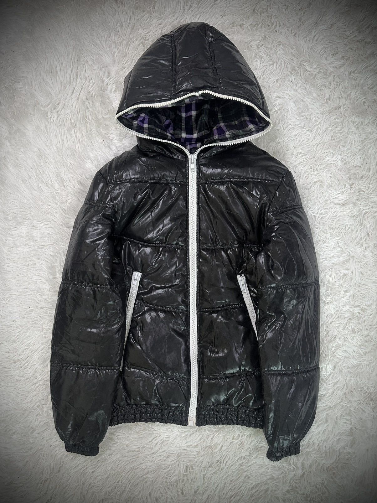 Japanese Brand 💥rare💥 2000s japanese brand EXHIBITIONIST puffer punk hoodie Size US L / EU 52-54 / 3 - 5 Thumbnail