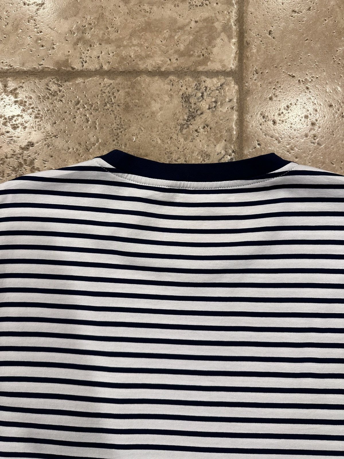 Prada Prada Striped Navy White Cotton Pocket Triangle Logo T-Shirt Size US XXL / EU 58 / 5 - 12 Thumbnail