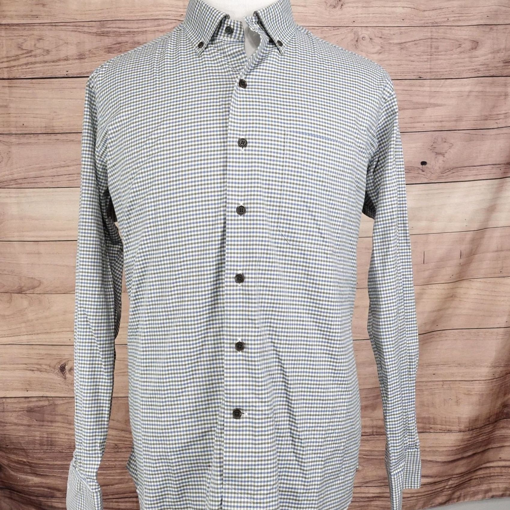 David Donahue David Donahue Shirt Mens XL Blue Green Check Long Sleeve Button-Up Size US XL / EU 56 / 4 - 3 Thumbnail