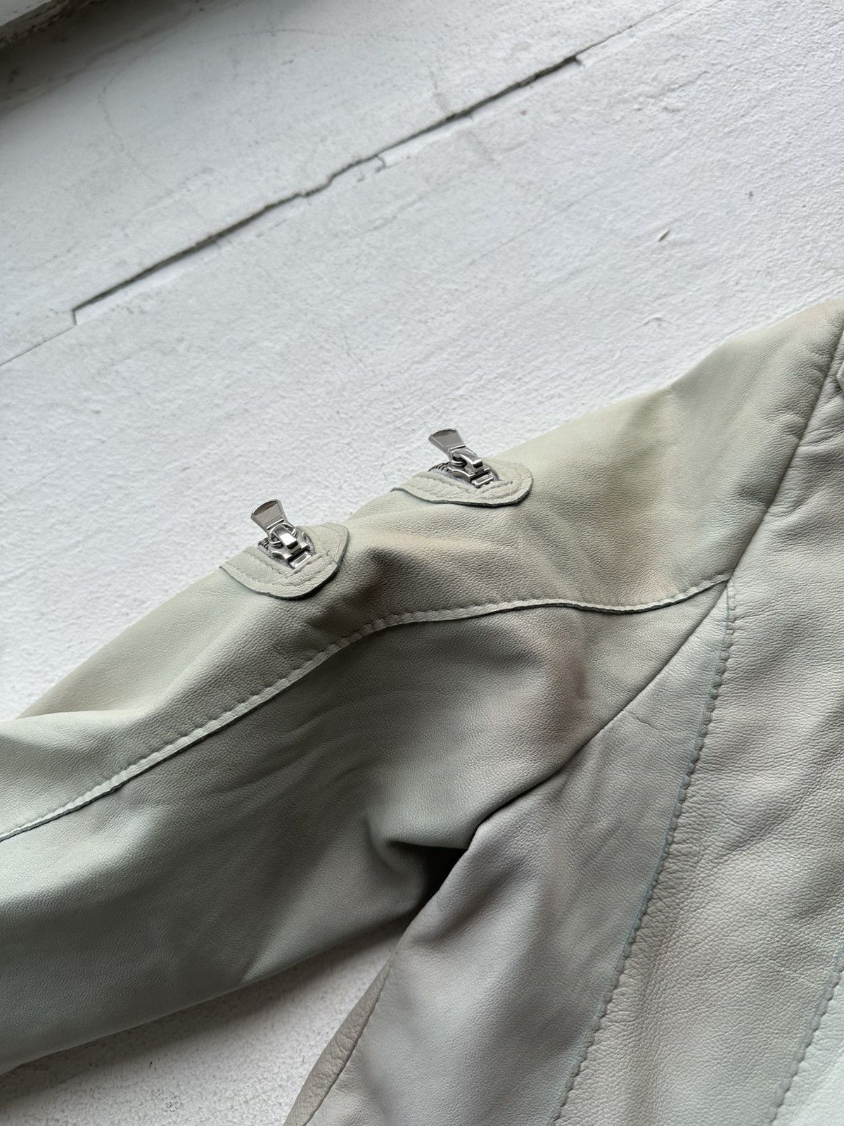 Other 🚨Y2K RICK OWENS TYPE DIRTY SLIM FIT ZIP LEATHER JACKET Size XS / US 0-2 / IT 36-38 - 12 Thumbnail