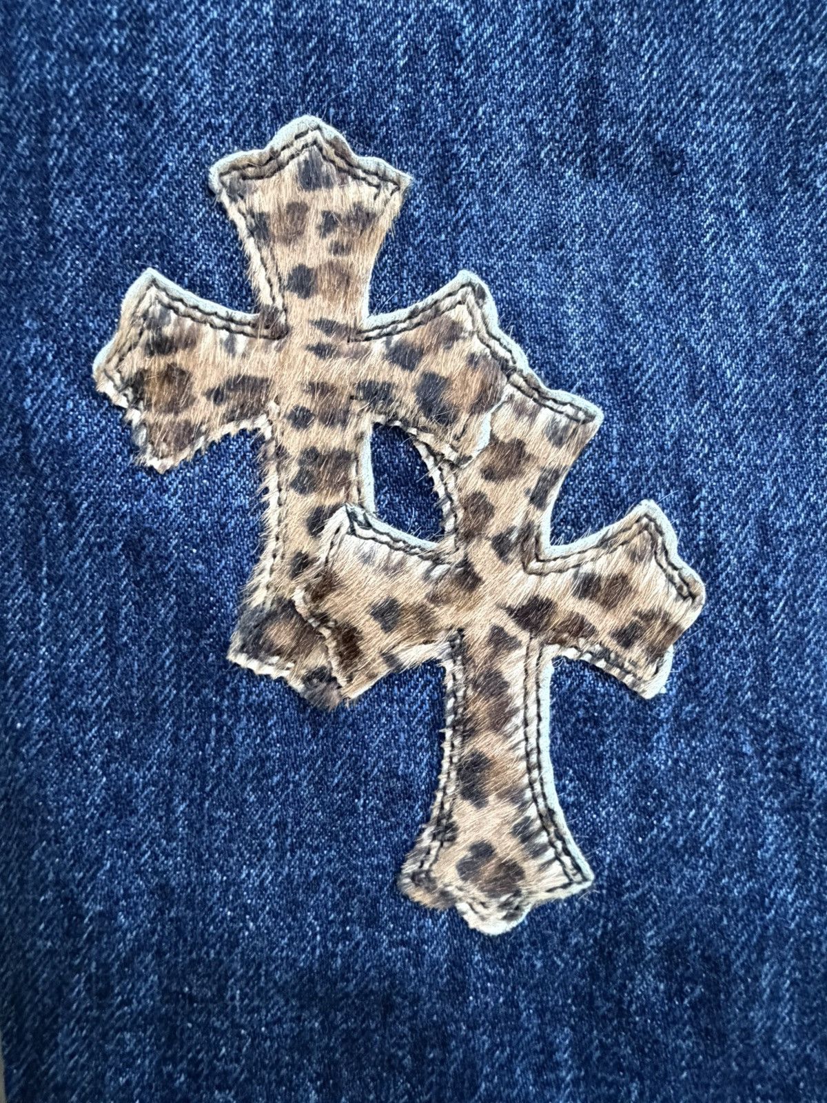 Chrome Hearts Chrome Hearts Turbo Diesel Cheetah Cross Patch Blue Jeans Size US 32 / EU 48 - 25 Thumbnail