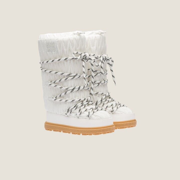 Miu Miu o1B3y1r0426 Recycled Nylon Après-Ski Boots in White Size US 8.5 / IT 38.5 - 2 Thumbnail