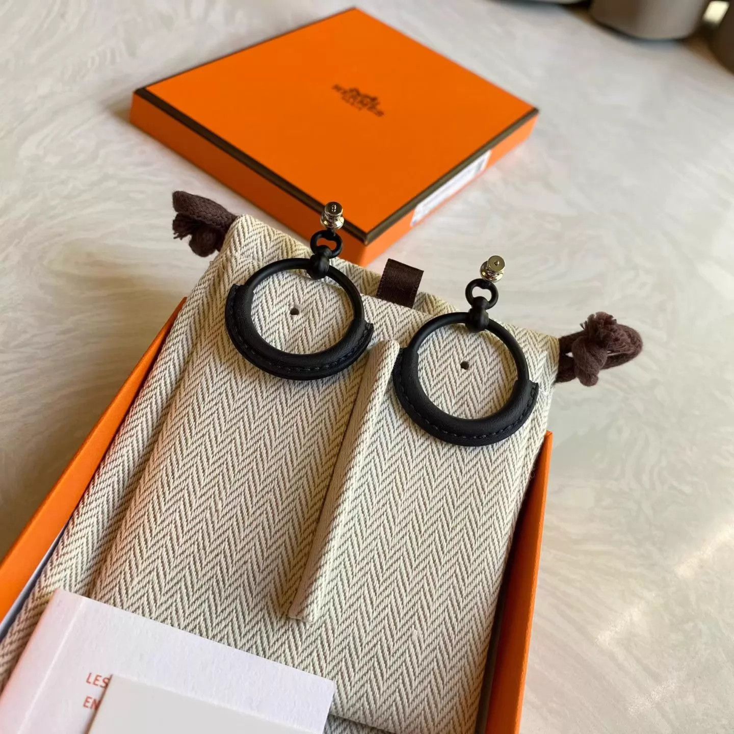 Hermes Hermes Black Loop Earrings New Box+Dust Bag AH308 Size ONE SIZE - 5 Thumbnail