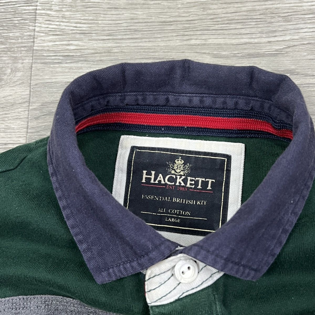 Hackett Hackett London Striped Rugby Polo Shirt Grey/Green Men’s szL Size US L / EU 52-54 / 3 - 5 Thumbnail