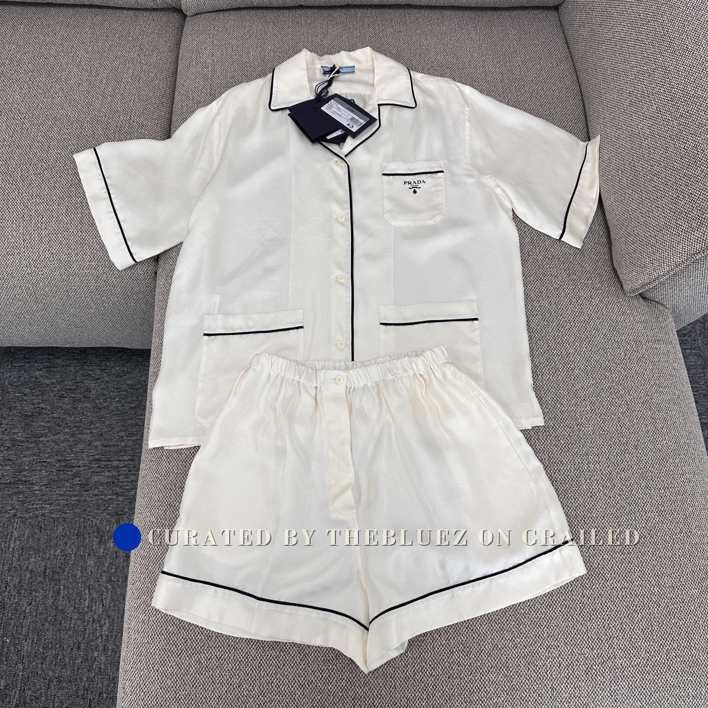 Prada Prada Beige Silk Short-Sleeve Shirt Shorts Set Size M / US 6-8 / IT 42-44 - 1 Thumbnail