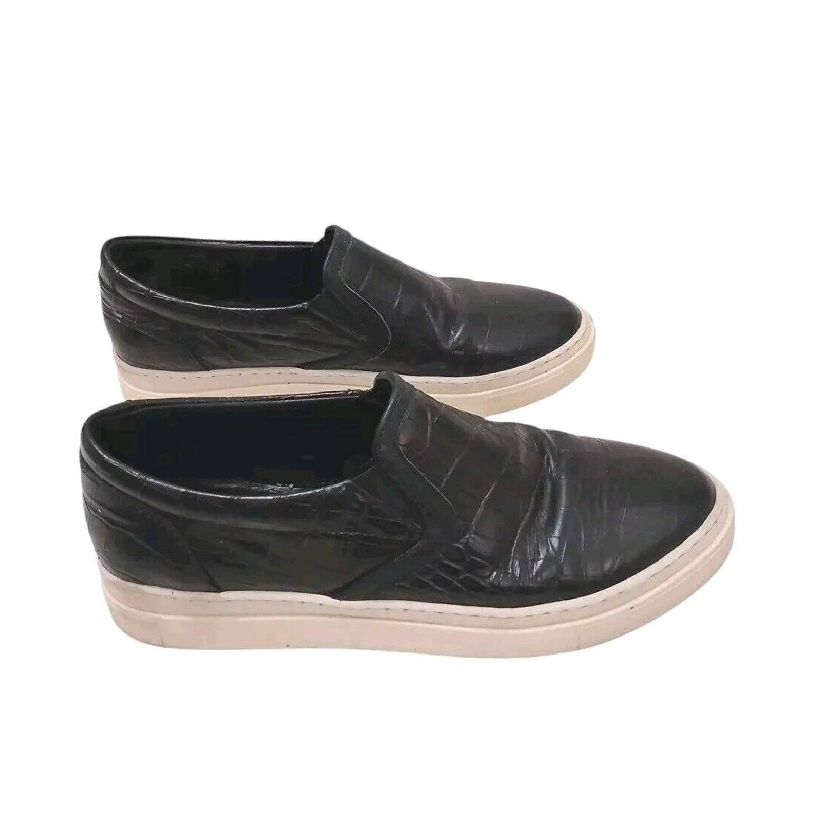 Anine Bing ANINE BING Leather LOAFERS Sz 38 Black CROC Embossed SLIPON Size US 7.5 / IT 37.5 - 1 Thumbnail