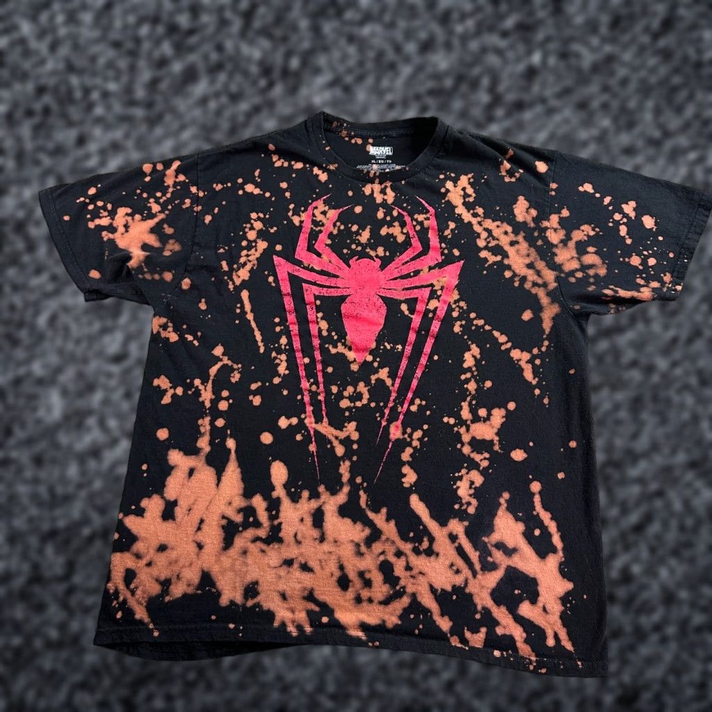 Vintage Spiderman Shirt Mens Extra Large Black Red Tie Dye Cotton Casual Marvel Size US XL / EU 56 / 4 - 1 Thumbnail