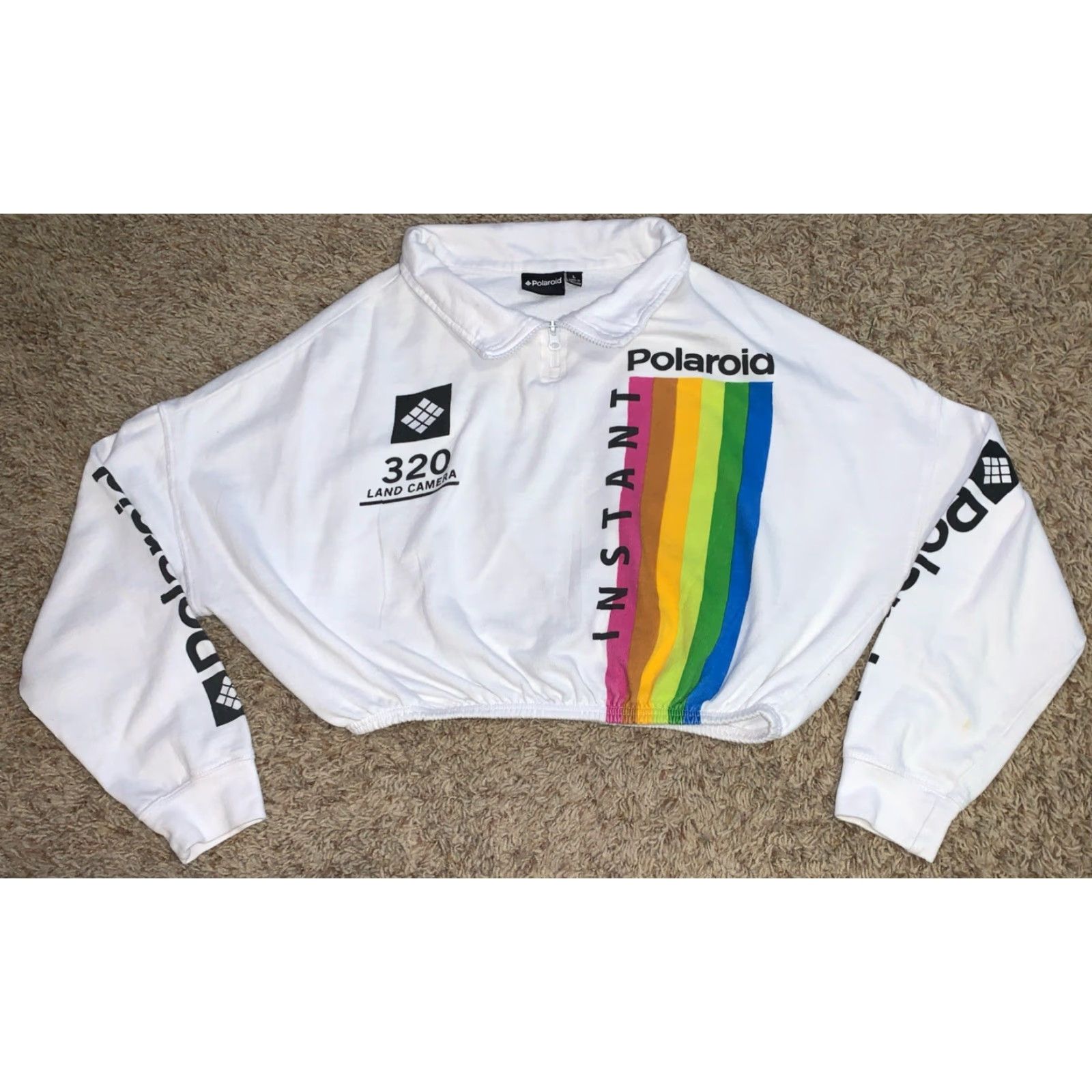 Polaroid VINTAGE Polaroid Sweatshirt Logo Crop 1/4 Zip L/S White Large Women Size L / US 10 / IT 46 - 2 Thumbnail