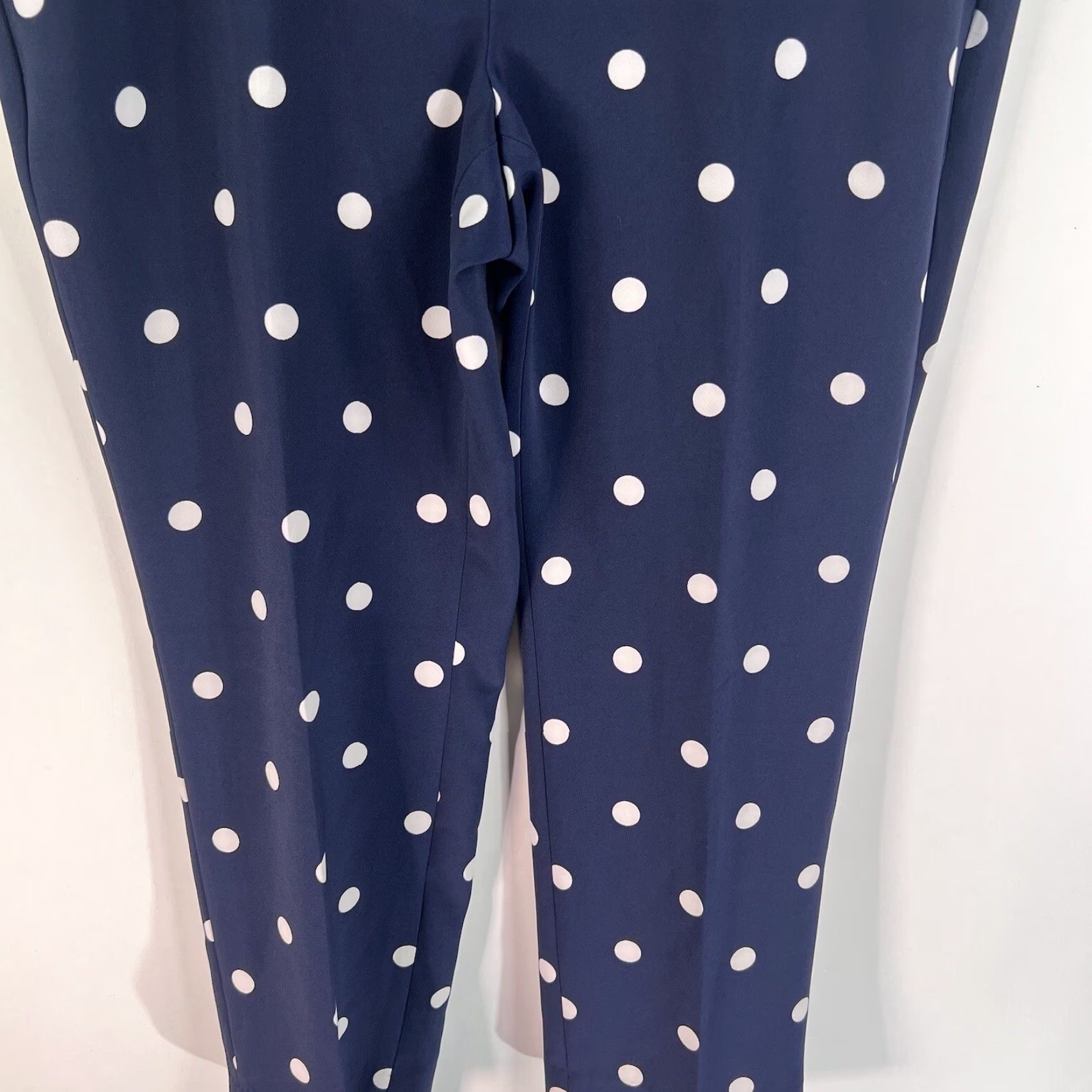 Banana Republic Banana Republic Polka Dot Dress Pants Women 14 Navy White Pockets 38X28 Straight Front High Rise Relaxed Size 36" / US 14 / IT 50 - 3 Thumbnail