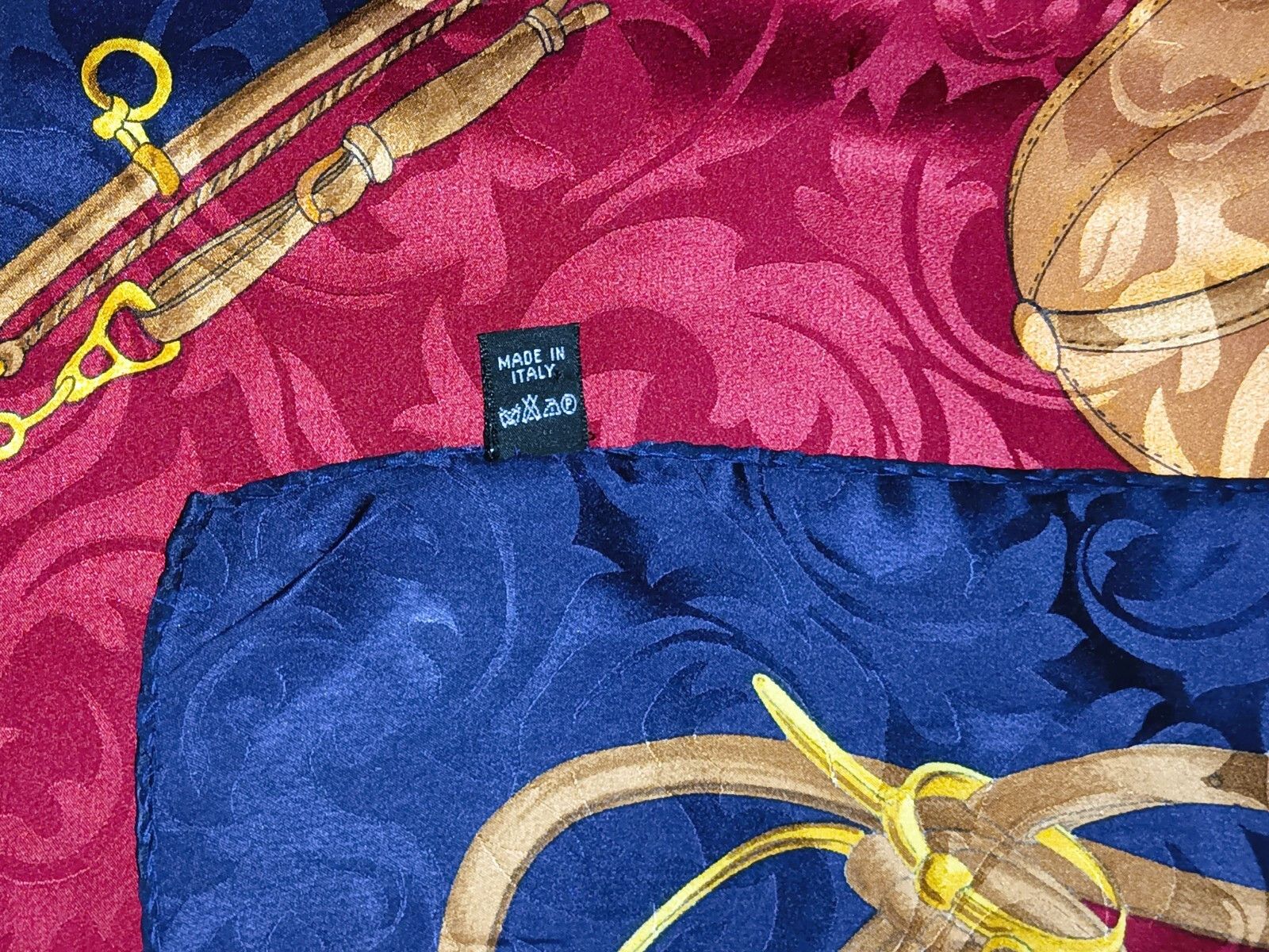 Other JEAN PAREL Paris Horse Jockey Blue Red Gold Silk Scarf Size ONE SIZE - 11 Thumbnail
