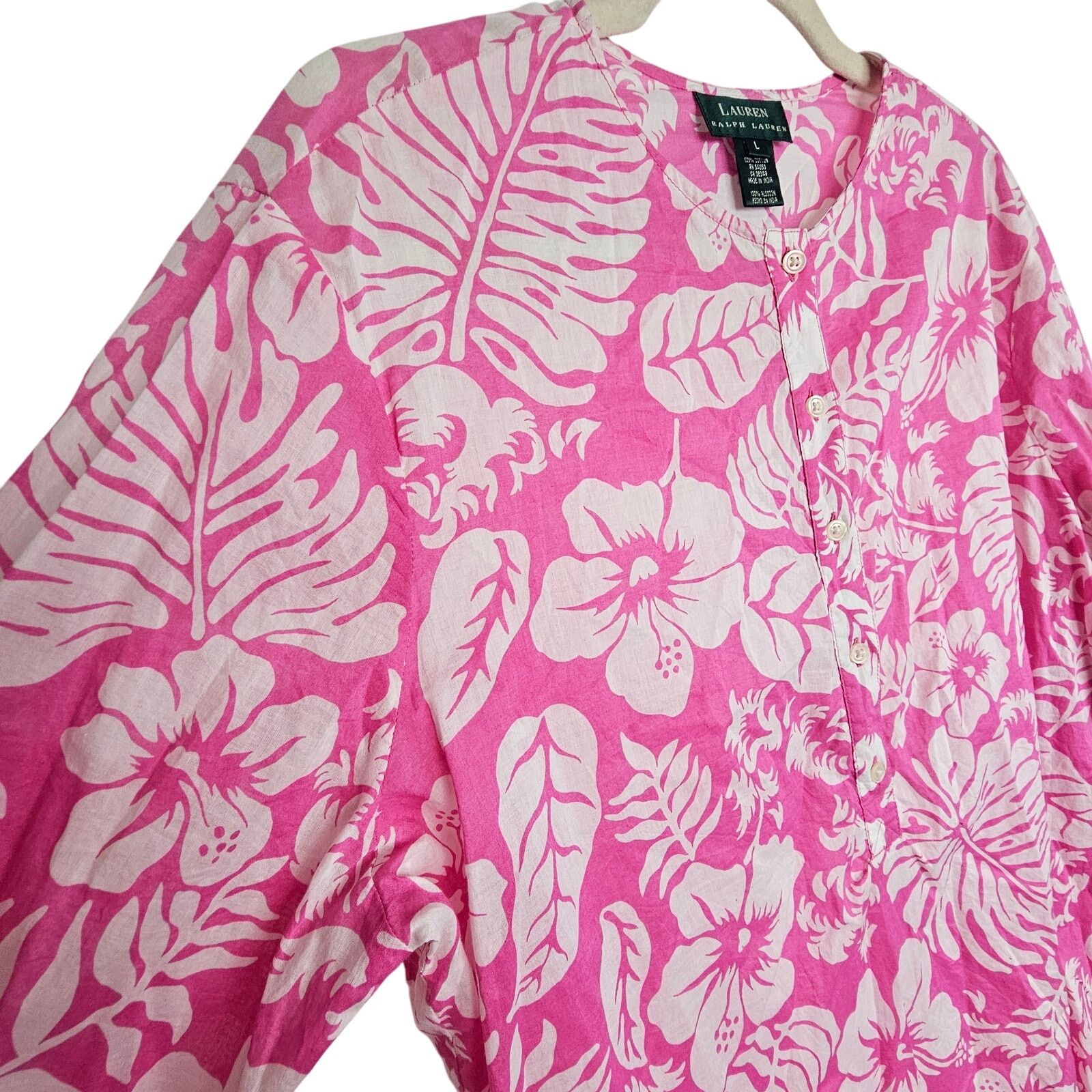 Lauren Ralph Lauren Lauren Ralph Lauren Womens Floral Tunic Sz L Coastal Resort Size L / US 10 / IT 46 - 5 Thumbnail
